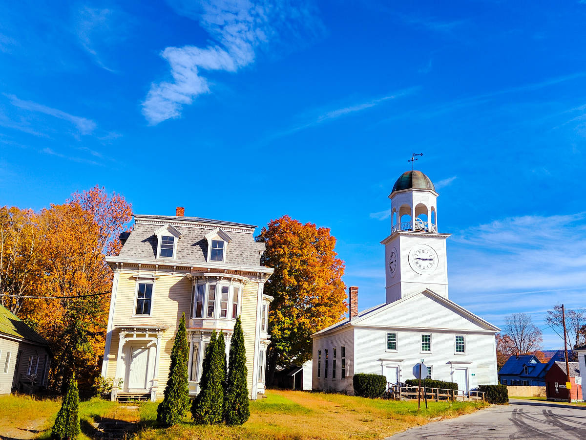 Colonial architecture in the little town of Phillips near Rangeley in Maine