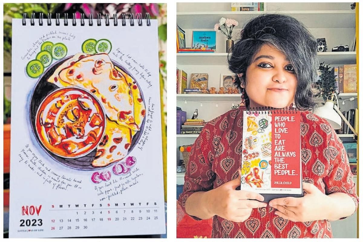 Freelance writer and artist Sanchari Bhattacharya (right) has created a calendar for food lovers.