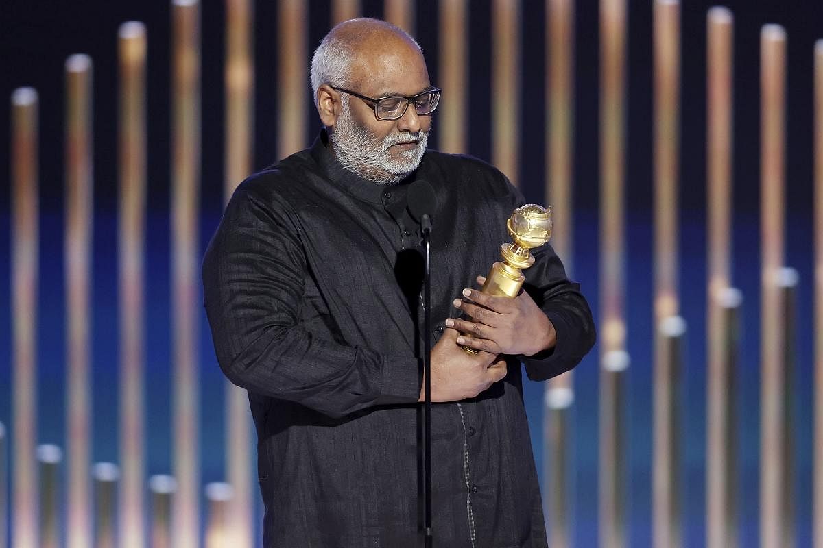 Composer M M Keeravani with the award.