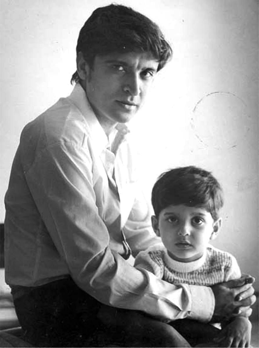 A young Javed Akhtar with his son Farhan. Credit: Amaryllis