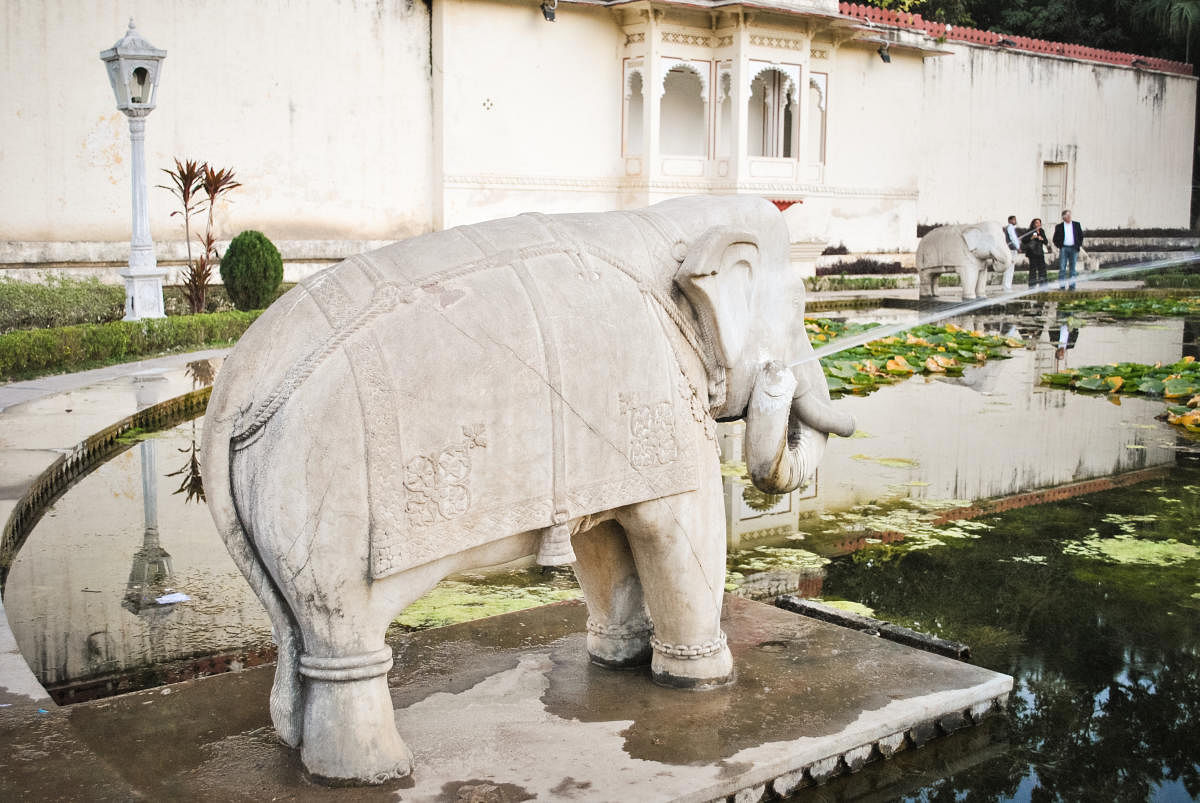 An elephant-shaped fountain in Saheliyon ki Bari, Udaipur