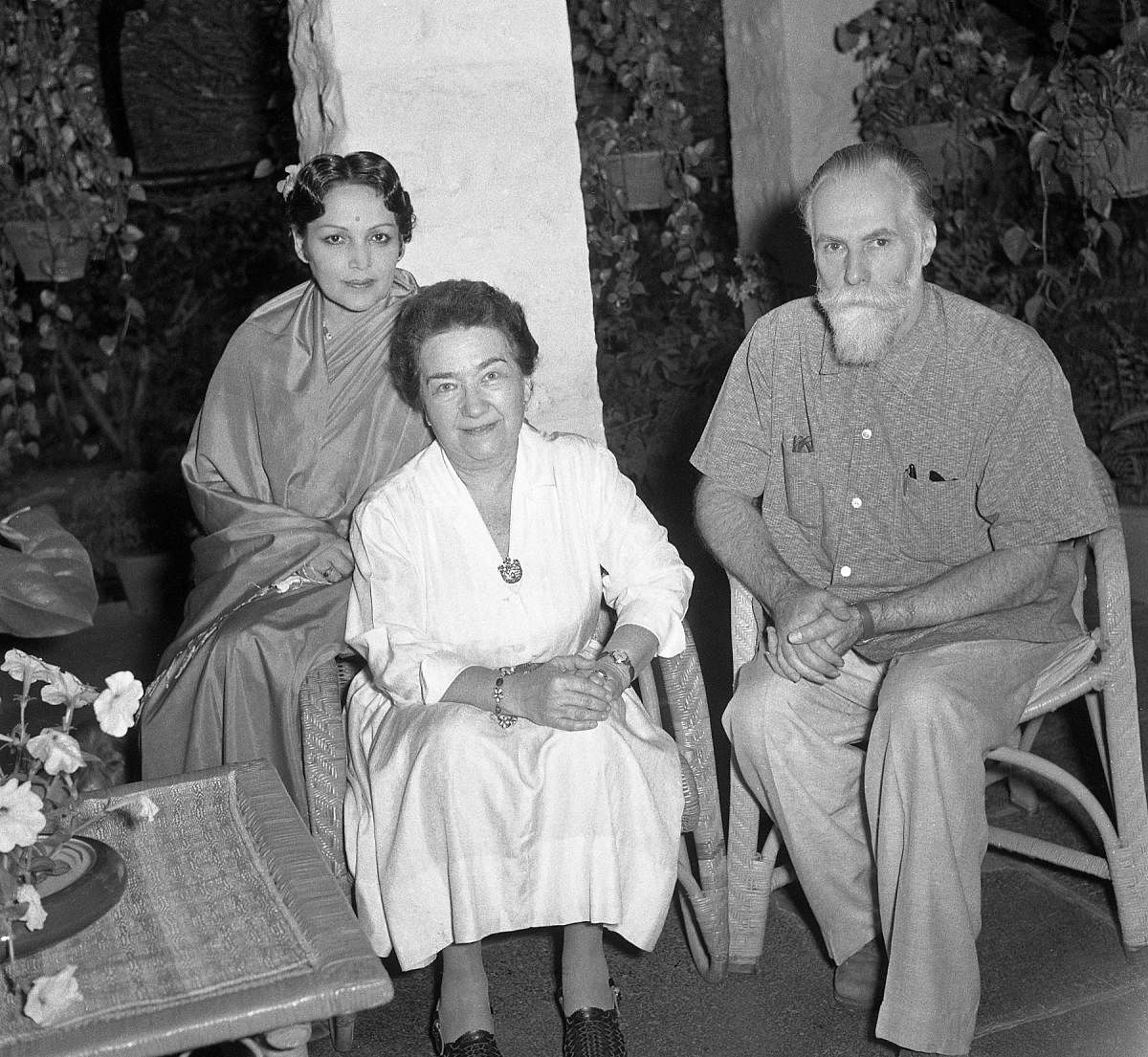 Devika Rani and Rorish with a family member at their estate near Bangalore _6-4-1966Svetoslav Roerich Photos.