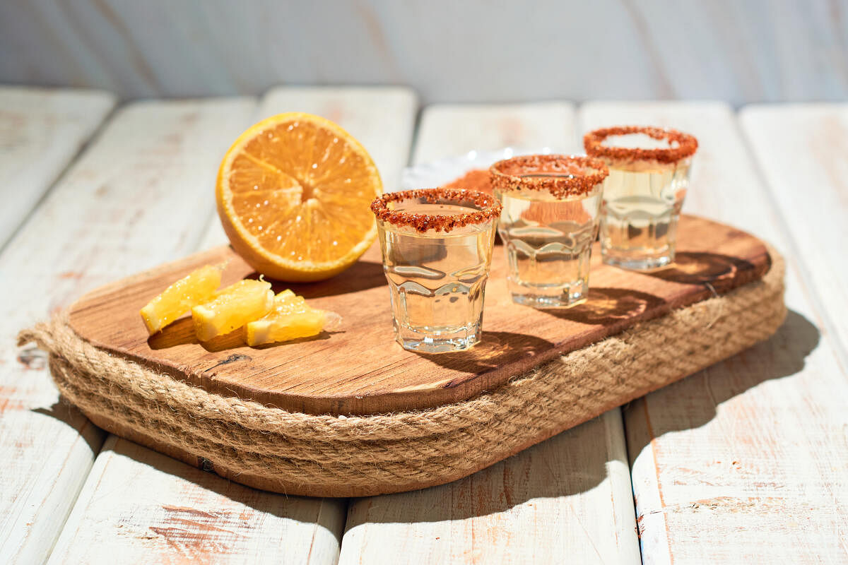 Mexican mezcal with chilli pepper and orange.