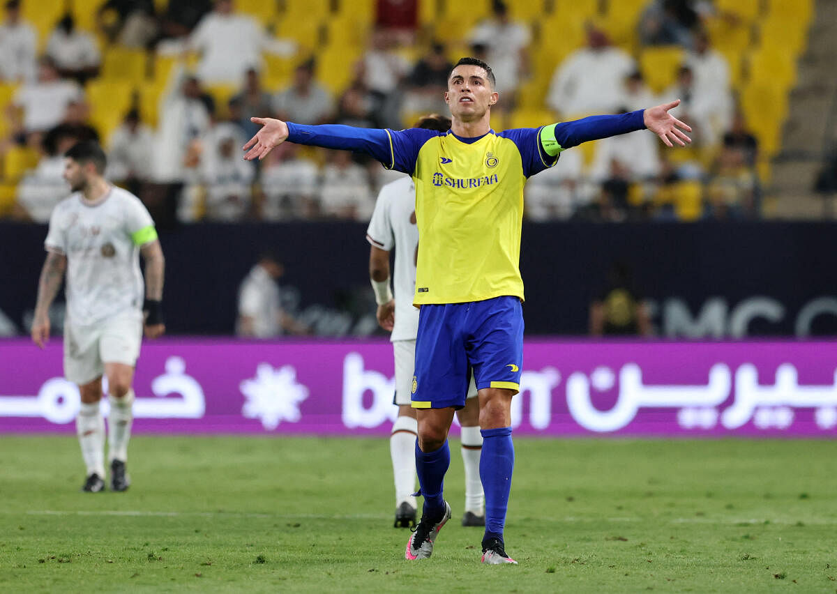 Al Nassr's Cristiano Ronaldo reacts during the match against Al Shabab at the KSU Stadium, Riyadh, Saudi Arabia. Credit: Reuters Photo
