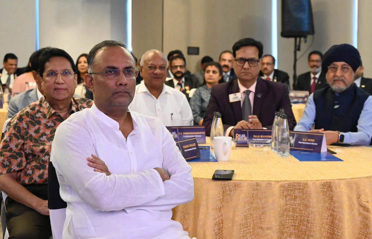 Health Minister Dinesh Gundu Rao at the discussion at Embassy Manyata Business Park in the city on Monday. DH PHOTO/B K Janardhan