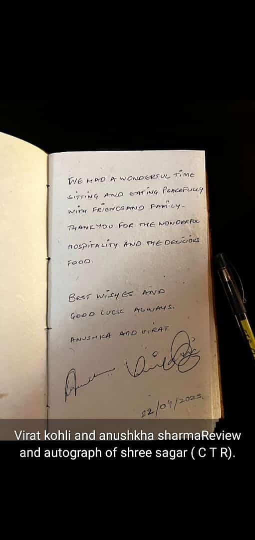 An autograph and short note that Virat and Anushka left at CTR. Credit: Special Arrangement