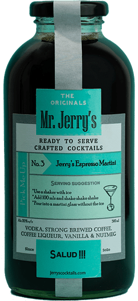 Jerry's Espresso Martini ready to serve cocktail. Credit: Mr Jerry's