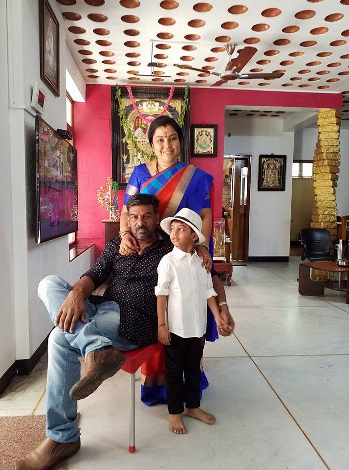The actor with husband HC Venugopal and son Shree Krishna