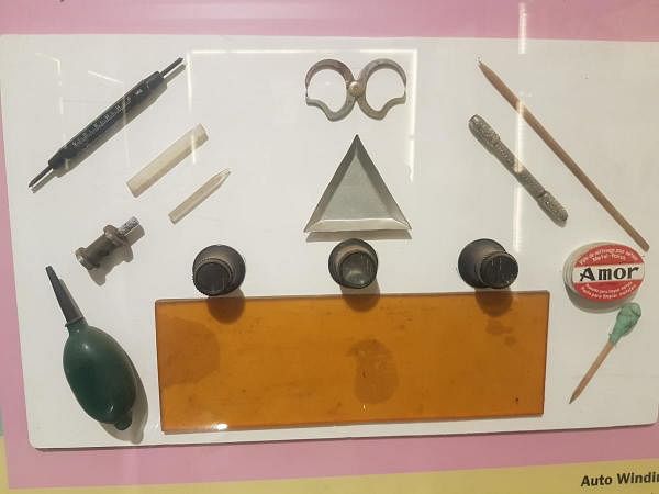 Precision tools used in watch-making on display at the HMT museum. Photo/Renuka Krishnaraja
