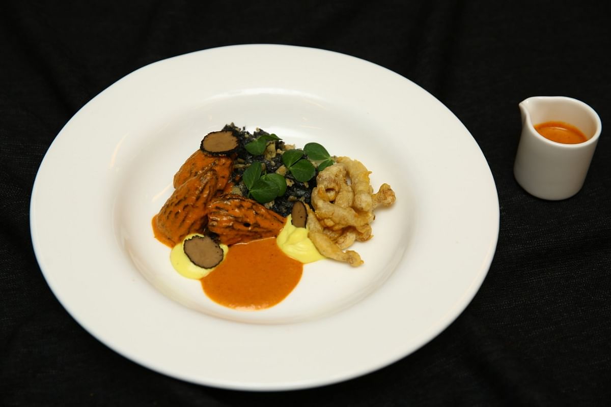 The Kashmir inspired main course of gucchi, saffron and truffle