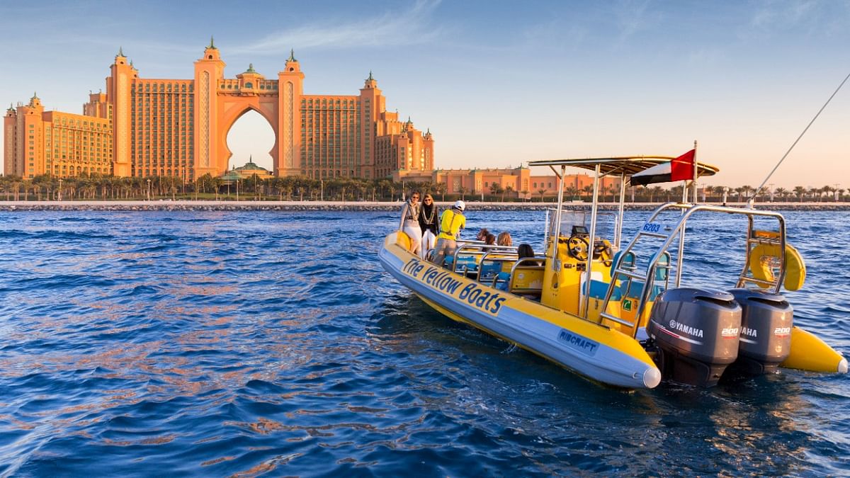Yellowboat Tours offer great views of landmarks like The Atlantis. Credit: Visit Dubai/Dubai Tourism