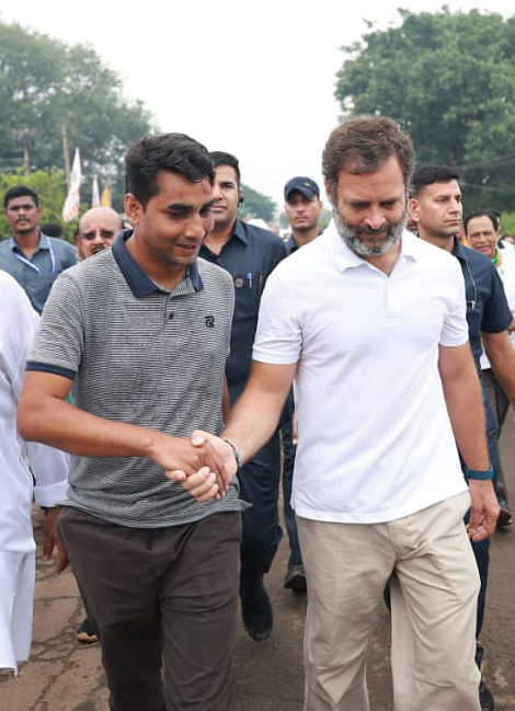 Youtuber Raza Ansari met Rahul Gandhi in Kurukshetra Haryana. Credit: Special Arrangement