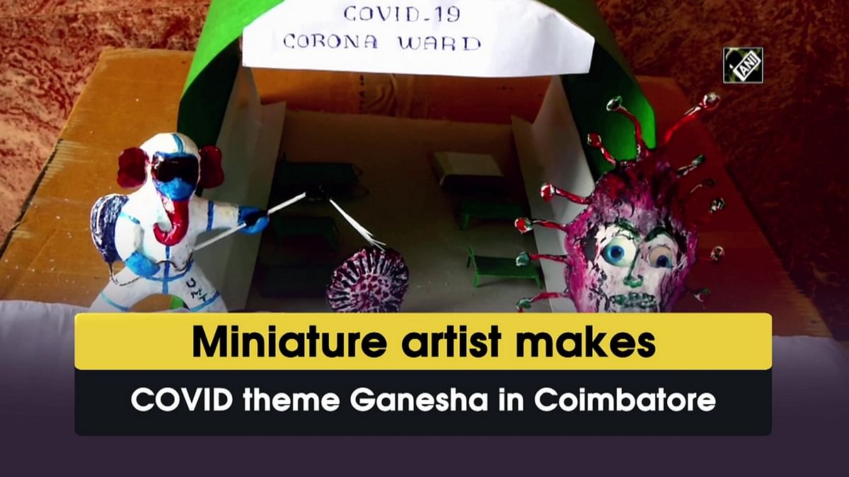 Miniature artist makes Covid-themed Ganesha
