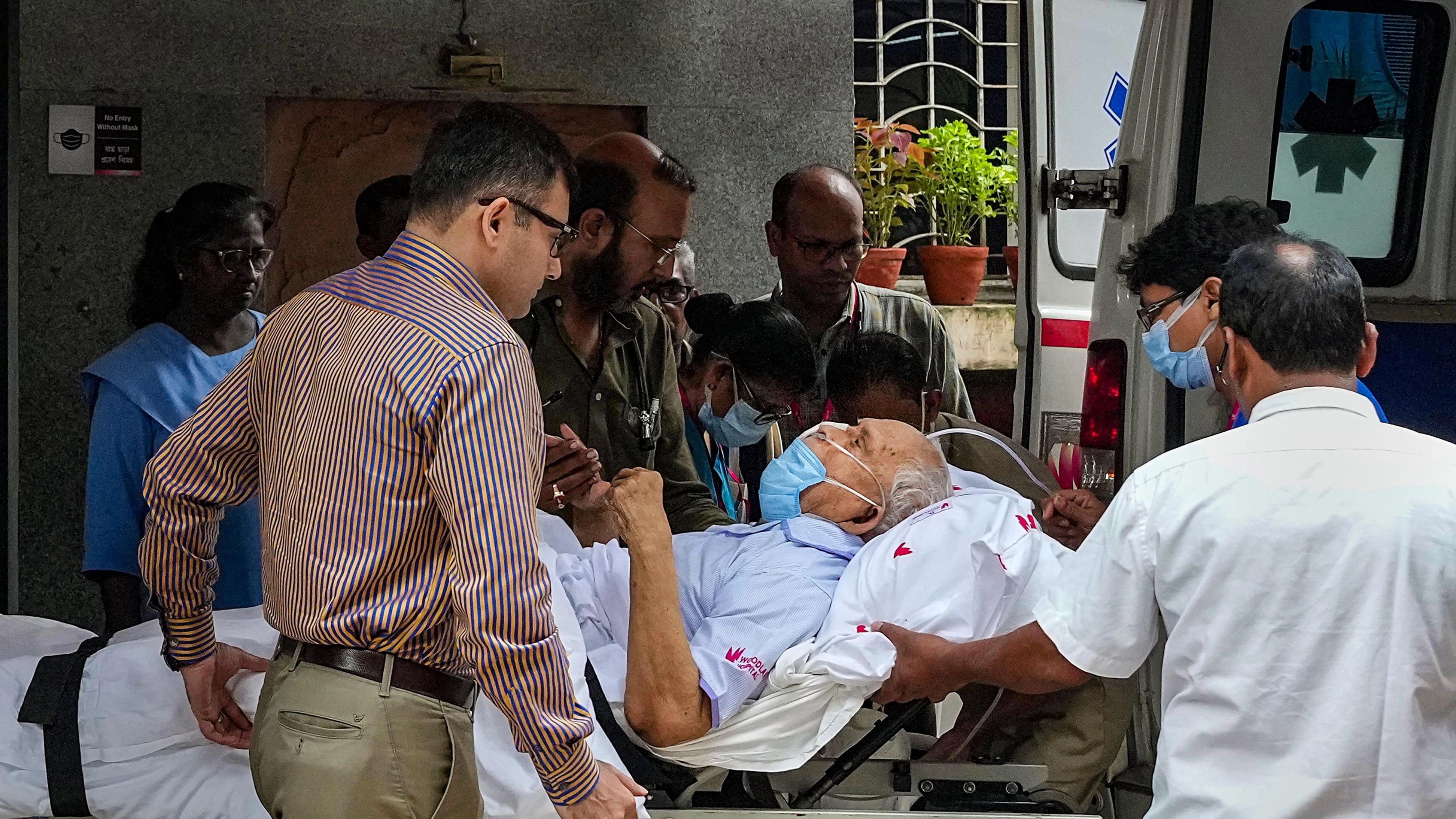 <div class="paragraphs"><p>Former West Bengal chief minister Buddhadeb Bhattacharjee being discharged from a hospital after his health condition improved, in Kolkata, Wednesday, August 9, 2023. </p></div>
