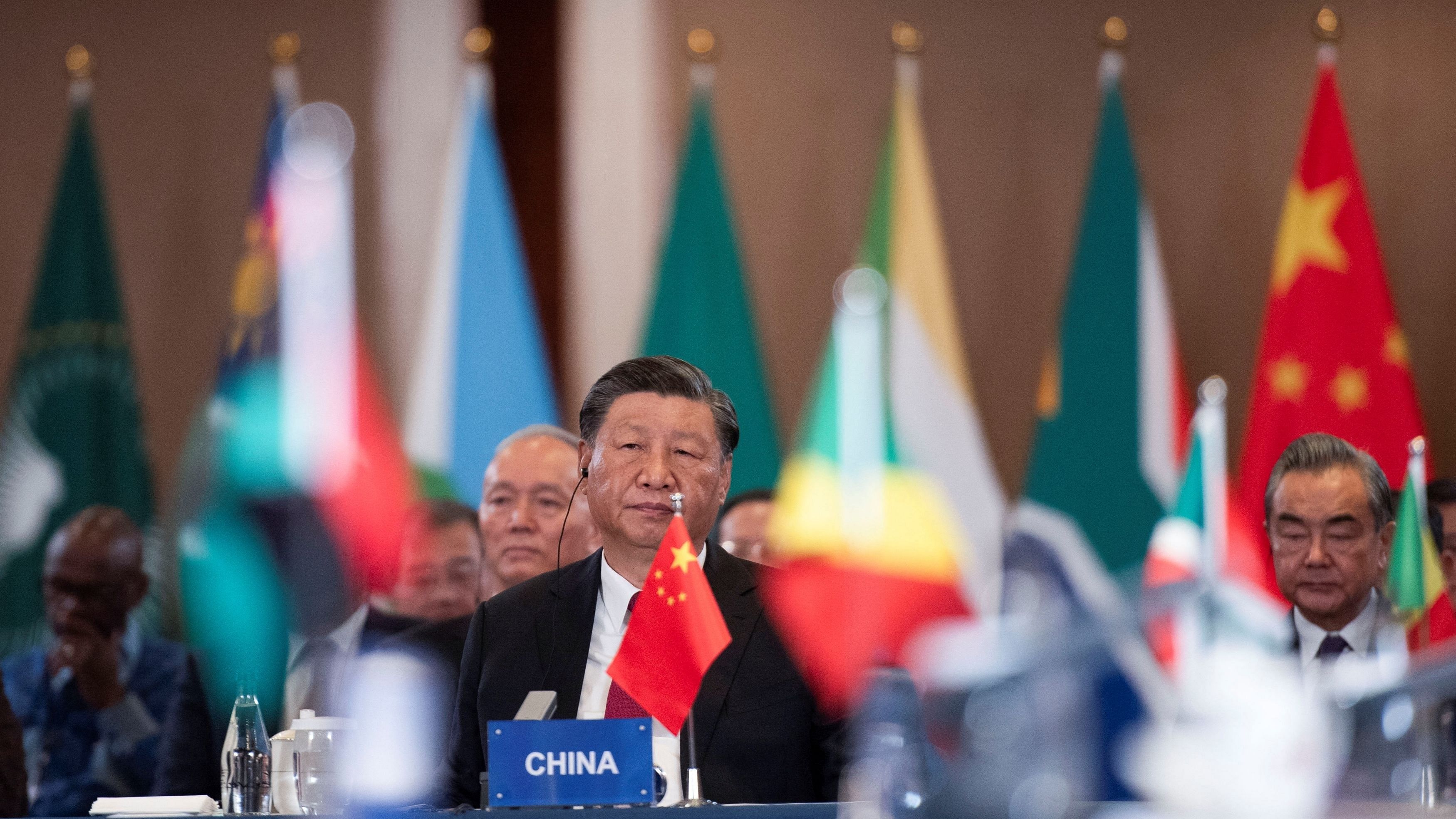 <div class="paragraphs"><p>President of China Xi Jinping looks on at the China-Africa Leaders' Roundtable Dialogue on the last day of the BRICS Summit, in Johannesburg, South Africa.</p></div>