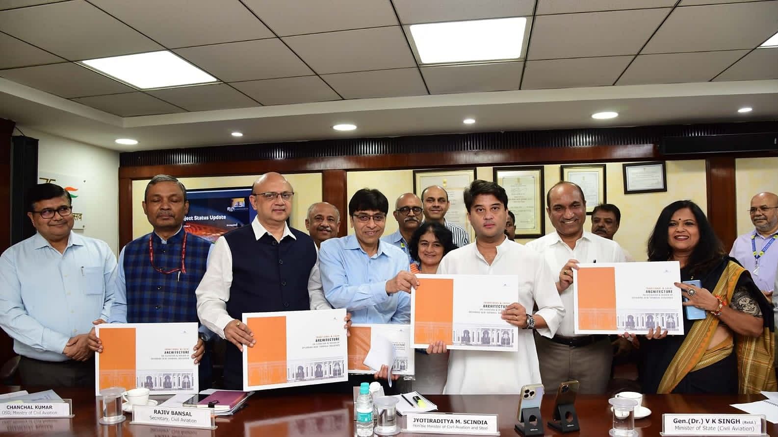 <div class="paragraphs"><p>Civil Aviation Minister Jyotiraditya Scindia with others at the book release in Delhi.</p></div>