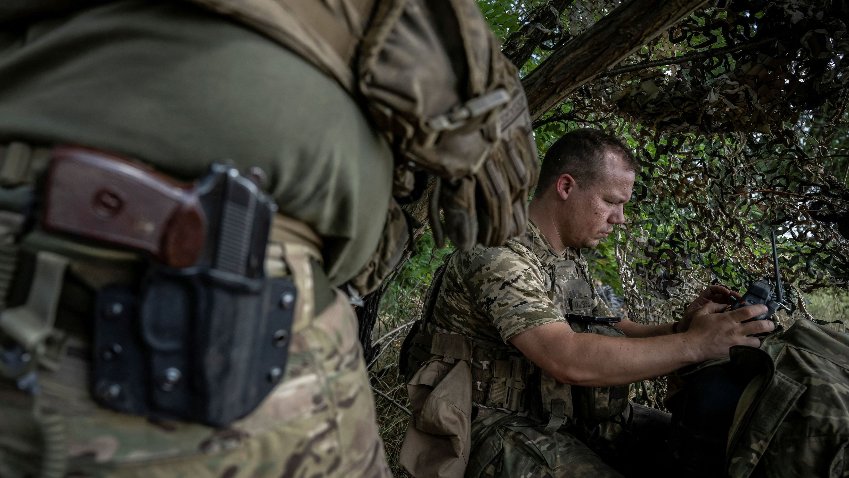 <div class="paragraphs"><p>A Ukrainian serviceman operates an FPV drone from his positions at a front line, as Russia's attack on Ukraine continues, near the village of Robotyne, Zaporizhzhia region, Ukraine August 25, 2023. </p></div>