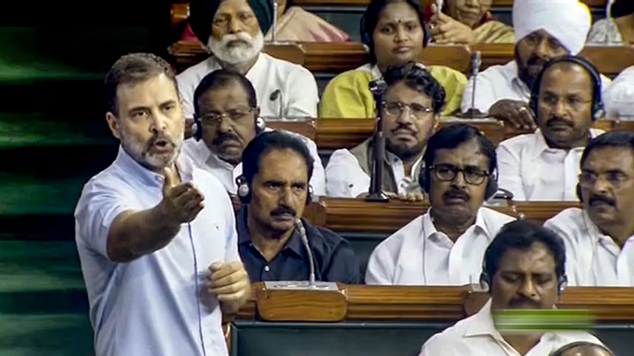<div class="paragraphs"><p>Congress MP Rahul Gandhi speaks on the Motion of No-Confidence in the Lok Sabha during the Monsoon session of Parliament, in New Delhi, Wednesday, Aug. 9, 2023.</p></div>