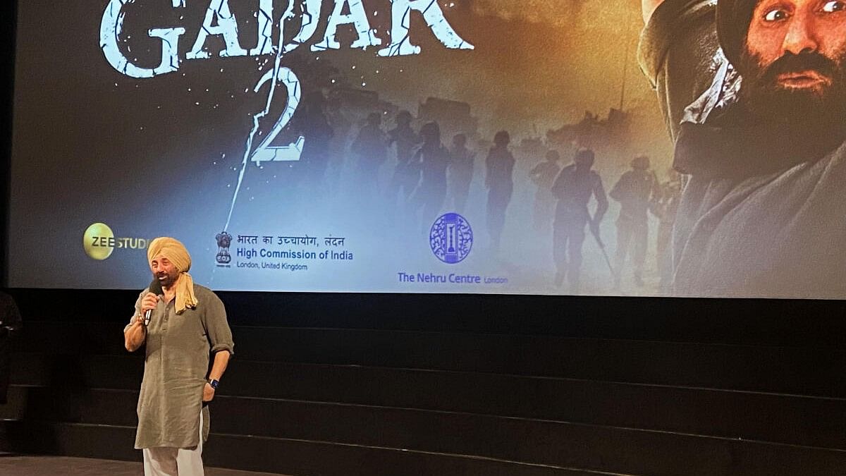 <div class="paragraphs"><p>Bollywood actor Sunny Deol addresses during a special screening of 'Gadar 2' in London.</p></div>