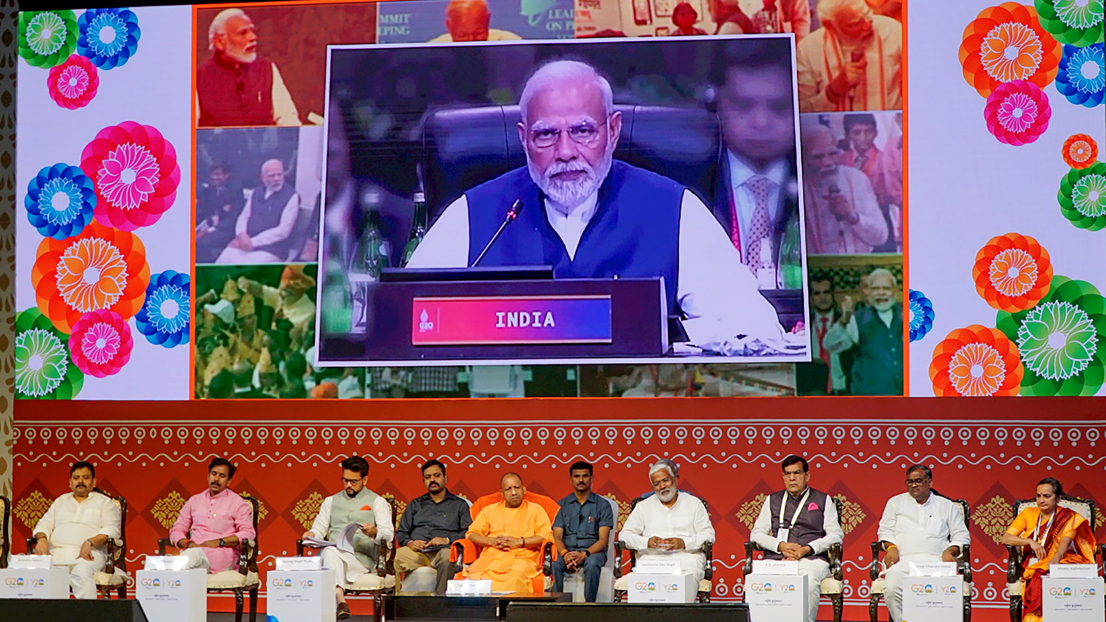 <div class="paragraphs"><p>Prime Minister Narendra Modi virtually attends the Y20 Summit under G20, in Varanasi, Thursday, Aug. 18, 2023.</p></div>