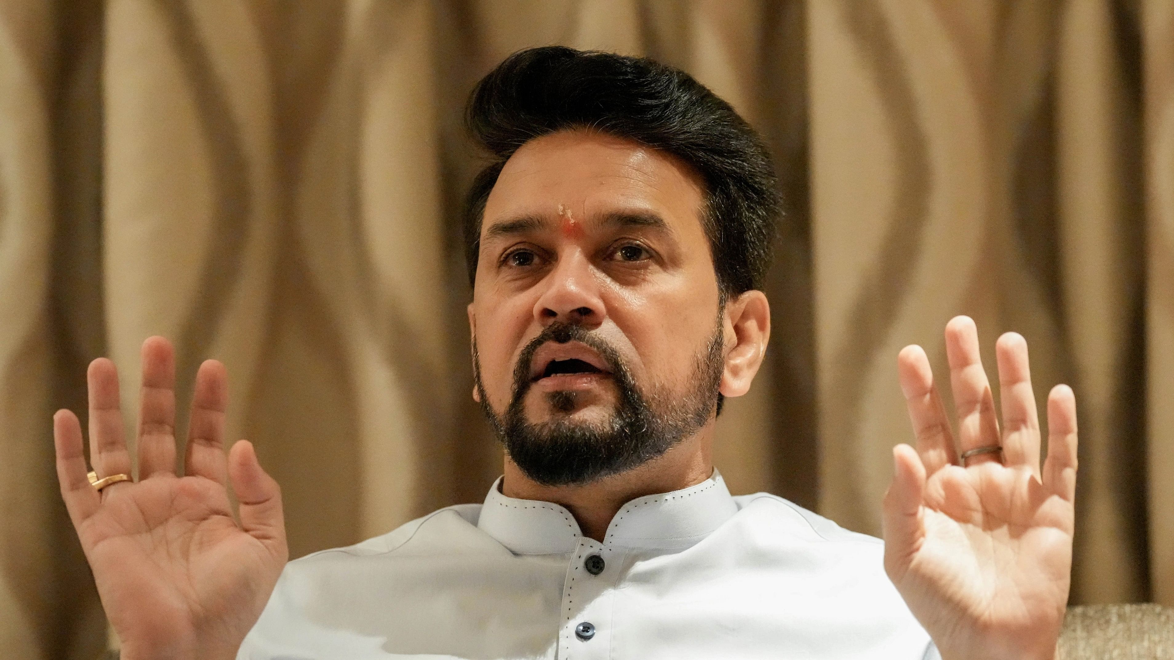 <div class="paragraphs"><p>Chennai: Union Minister Anurag Thakur speaks with the media, in Chennai, Saturday, Aug. 12, 2023. </p></div>