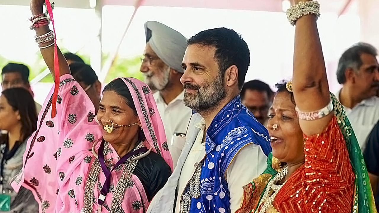 <div class="paragraphs"><p>Congress leader Rahul Gandhi during a public meeting at Mangarh Dham, in Banswara.</p></div>