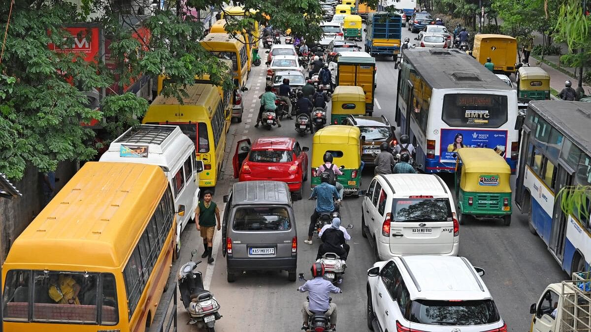 <div class="paragraphs"><p>Traffic on Residency Road in Bengaluru.&nbsp;</p></div>