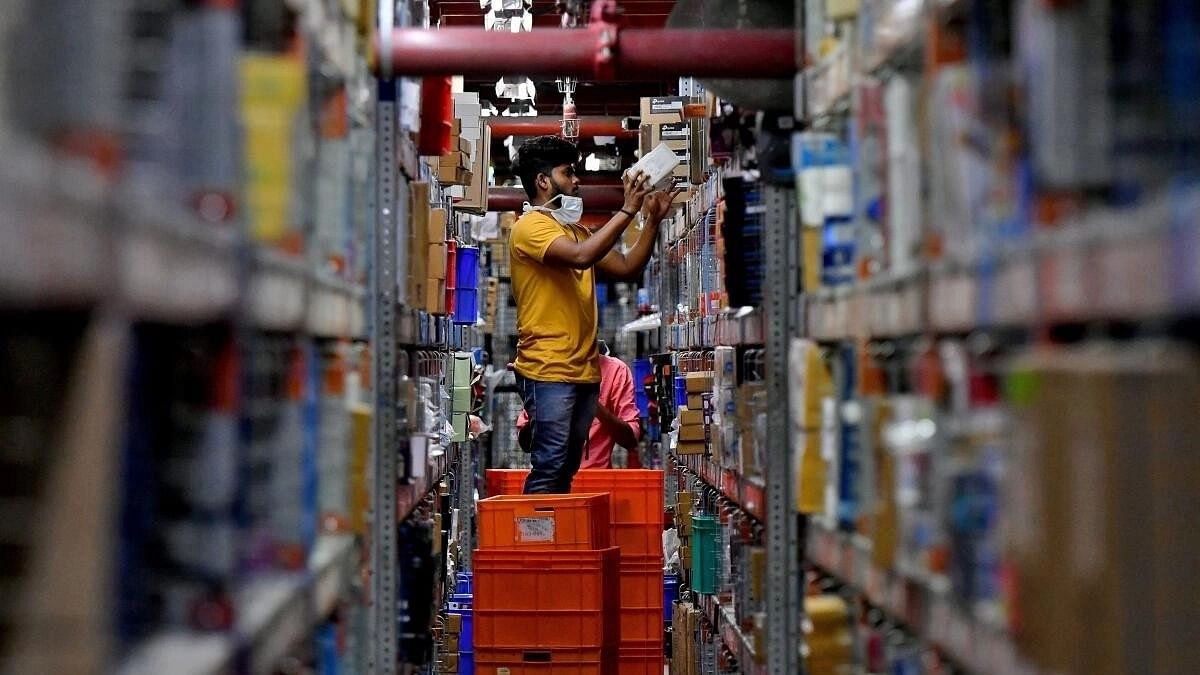 <div class="paragraphs"><p>A worker at Flipkart arranges items in the warehouse on the outskirts of Bengaluru. </p></div>
