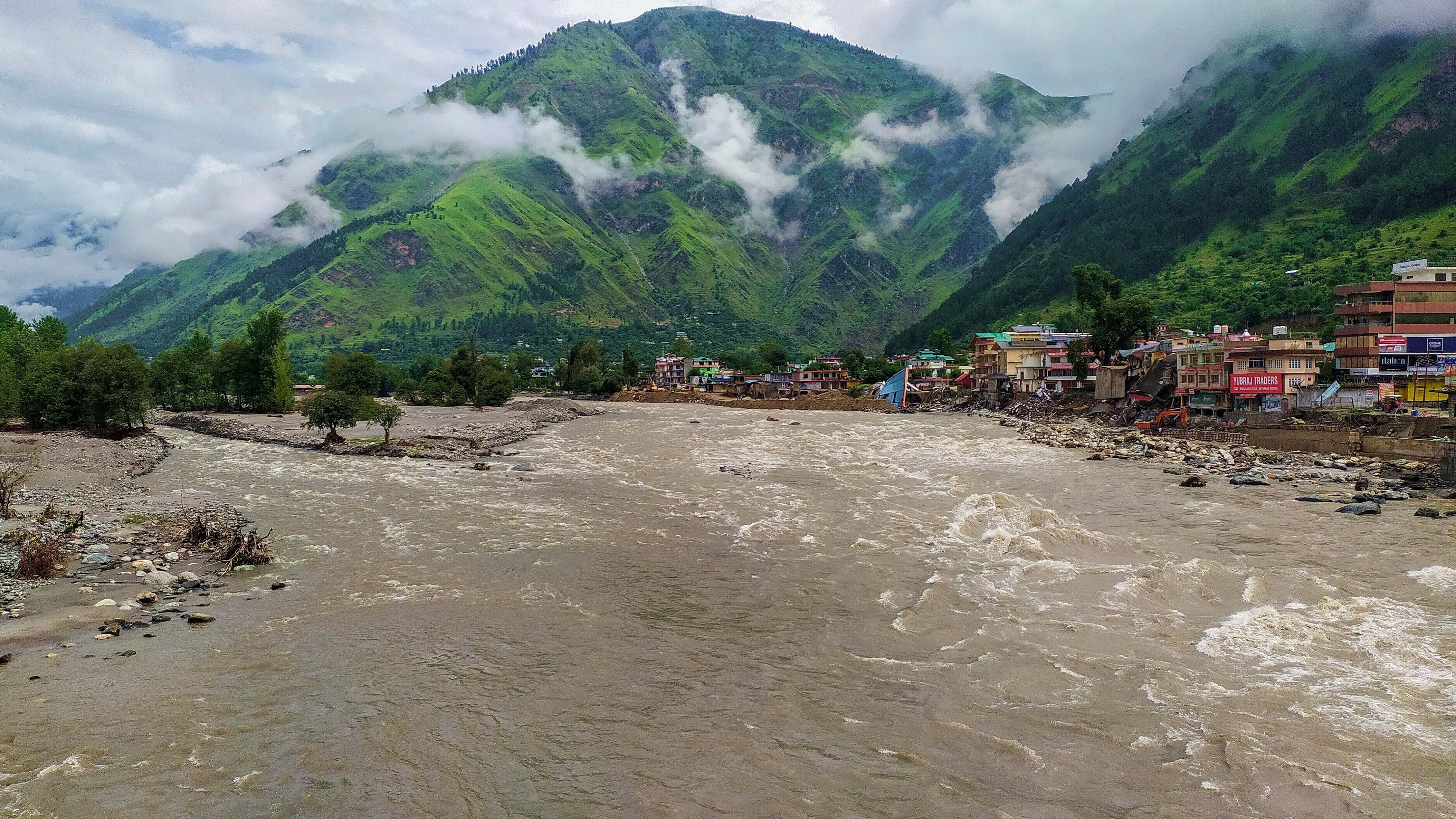 <div class="paragraphs"><p>Beas river flows in following heavy rainfall in Kullu, Friday, August 11, 2023.</p></div>