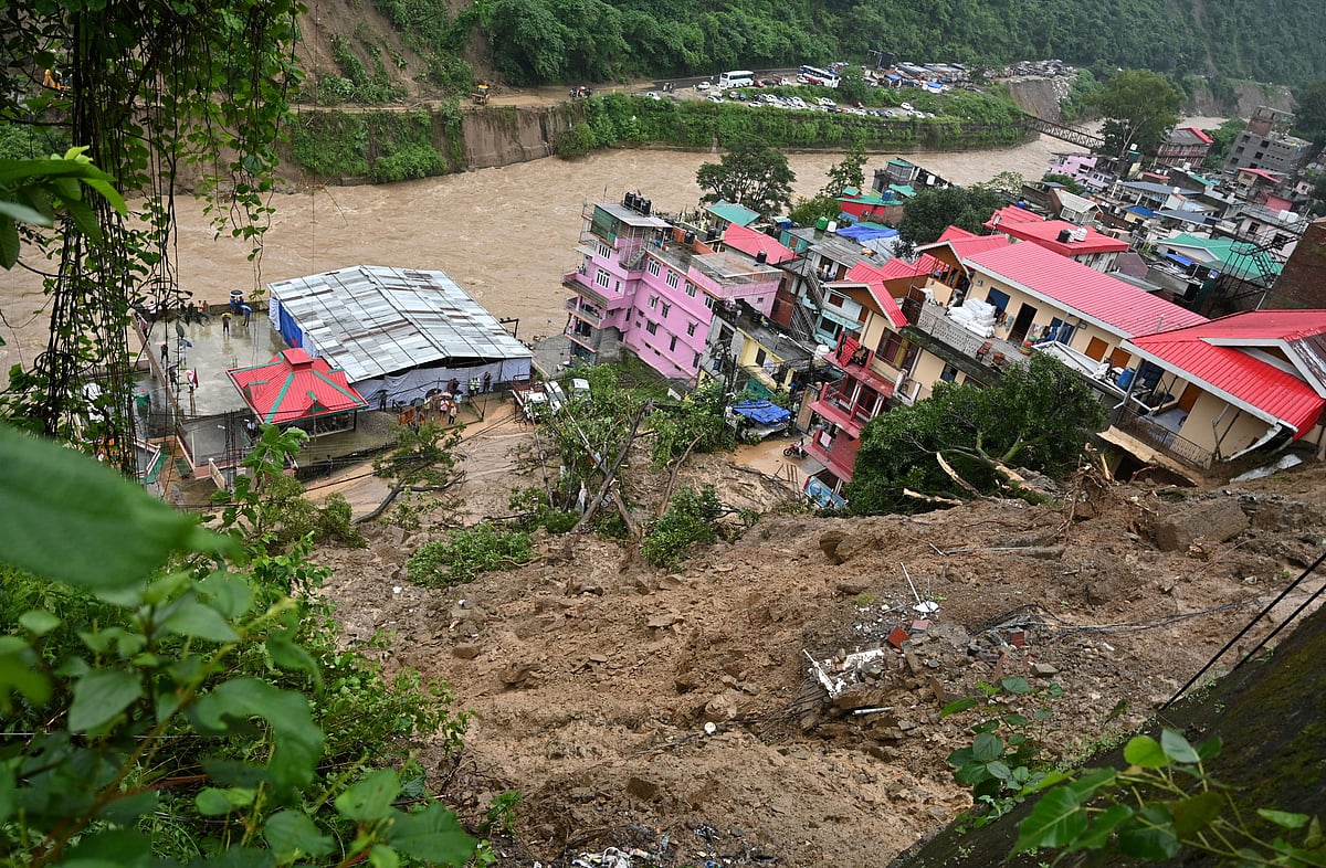<div class="paragraphs"><p>A view shows debris after a landslide following torrential rain in Mandi in the northern state of Himachal Pradesh, India, August 14, 2023. </p></div>