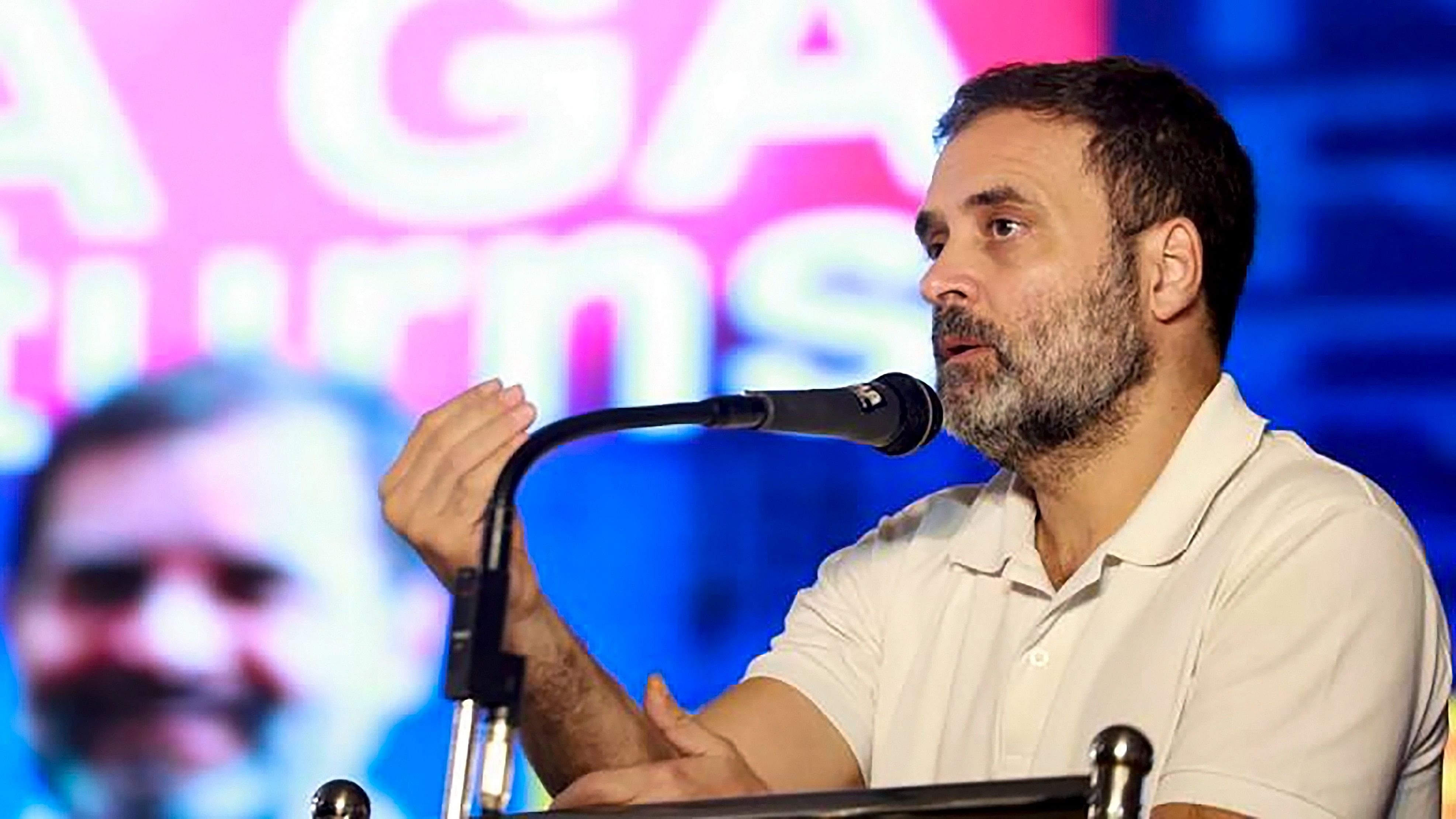 <div class="paragraphs"><p>Congress leader Rahul Gandhi speaks during a public meeting at Kalpetta, in Wayanad district.&nbsp;</p></div>