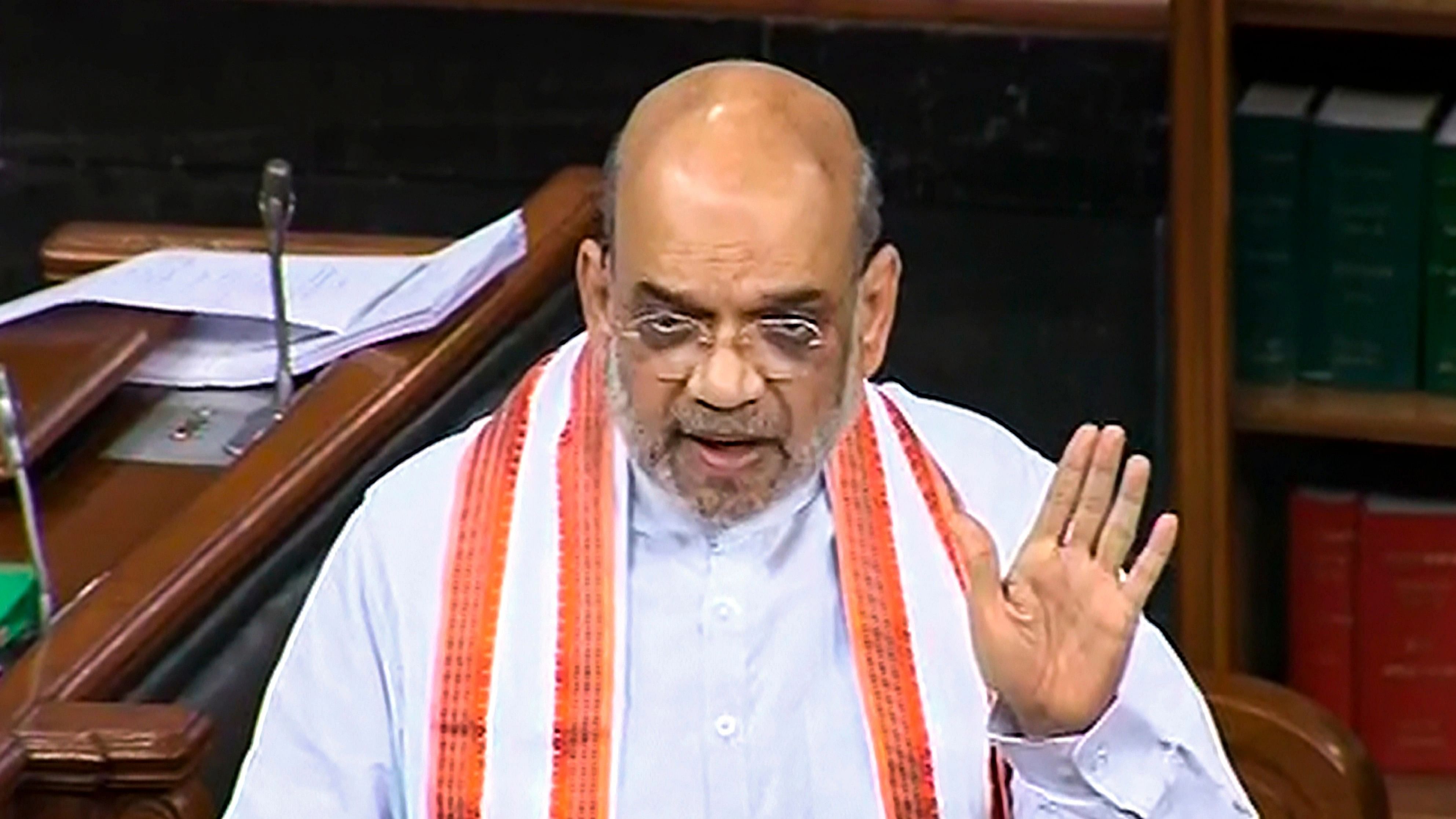 <div class="paragraphs"><p>Home Minister Amit Shah speaks in the Lok Sabha during the Monsoon session of Parliament, in New Delhi, Friday, Aug. 11, 2023.</p></div>