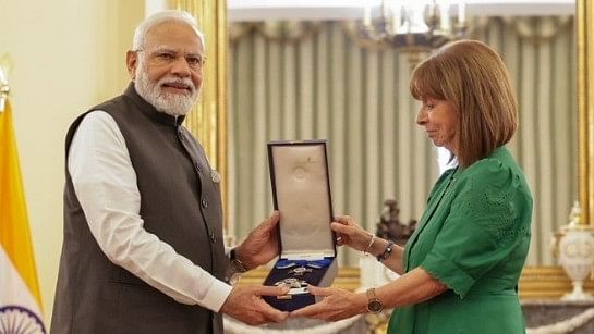 <div class="paragraphs"><p>PM Modi receiving The Grand Cross of the Order of Honour.</p></div>