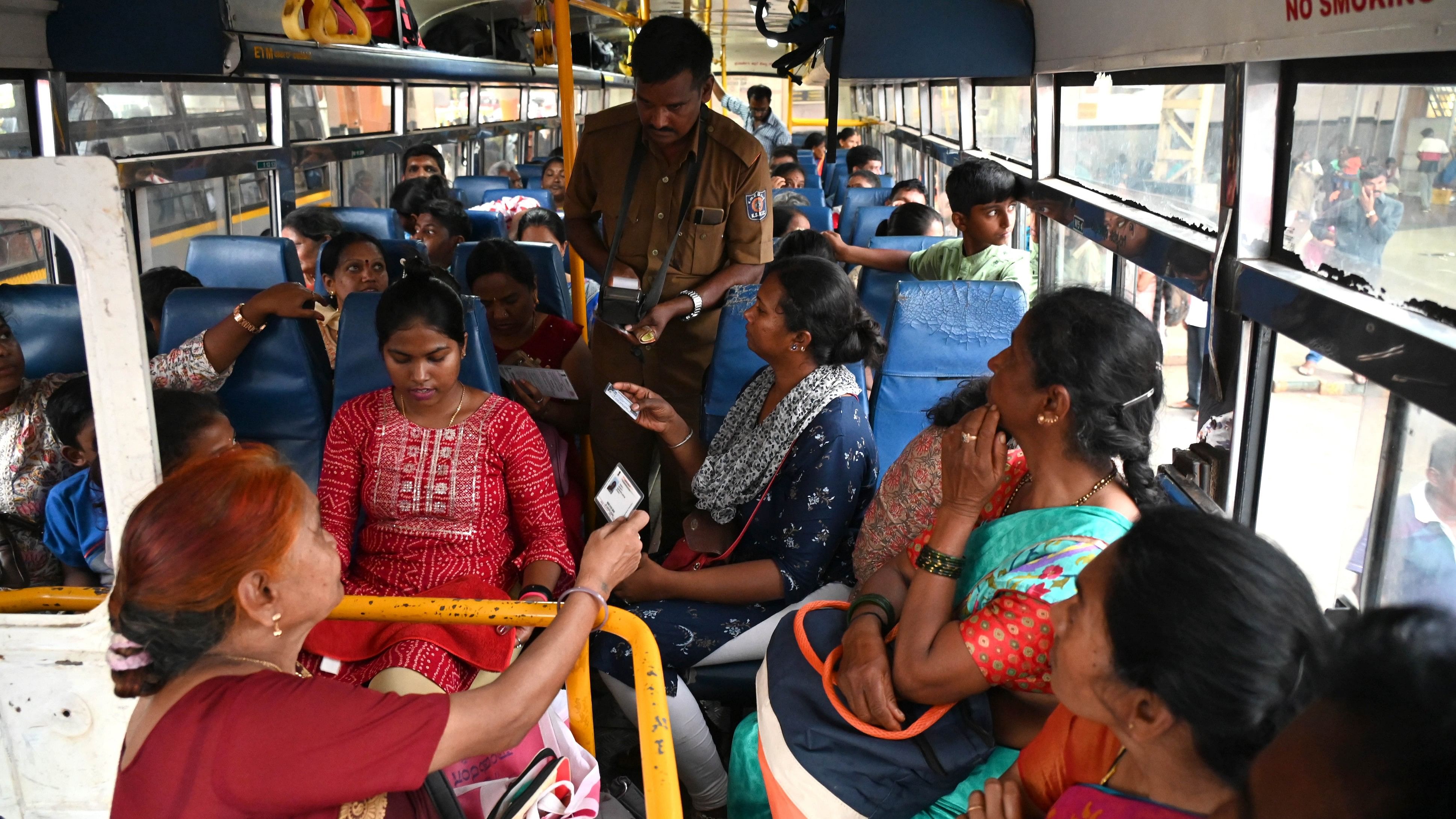 <div class="paragraphs"><p>The Shakti scheme allows women domiciled in Karnataka to travel for free on non-premium buses plying within the state.</p></div>