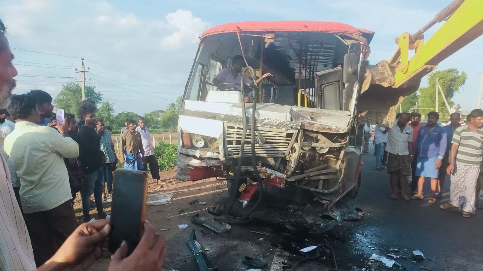 <div class="paragraphs"><p>The KSRTC bus involved in the crash that took place near Kemmale Cross near Sathanur on the Bengaluru-Coimbatore national highway (948). </p></div>