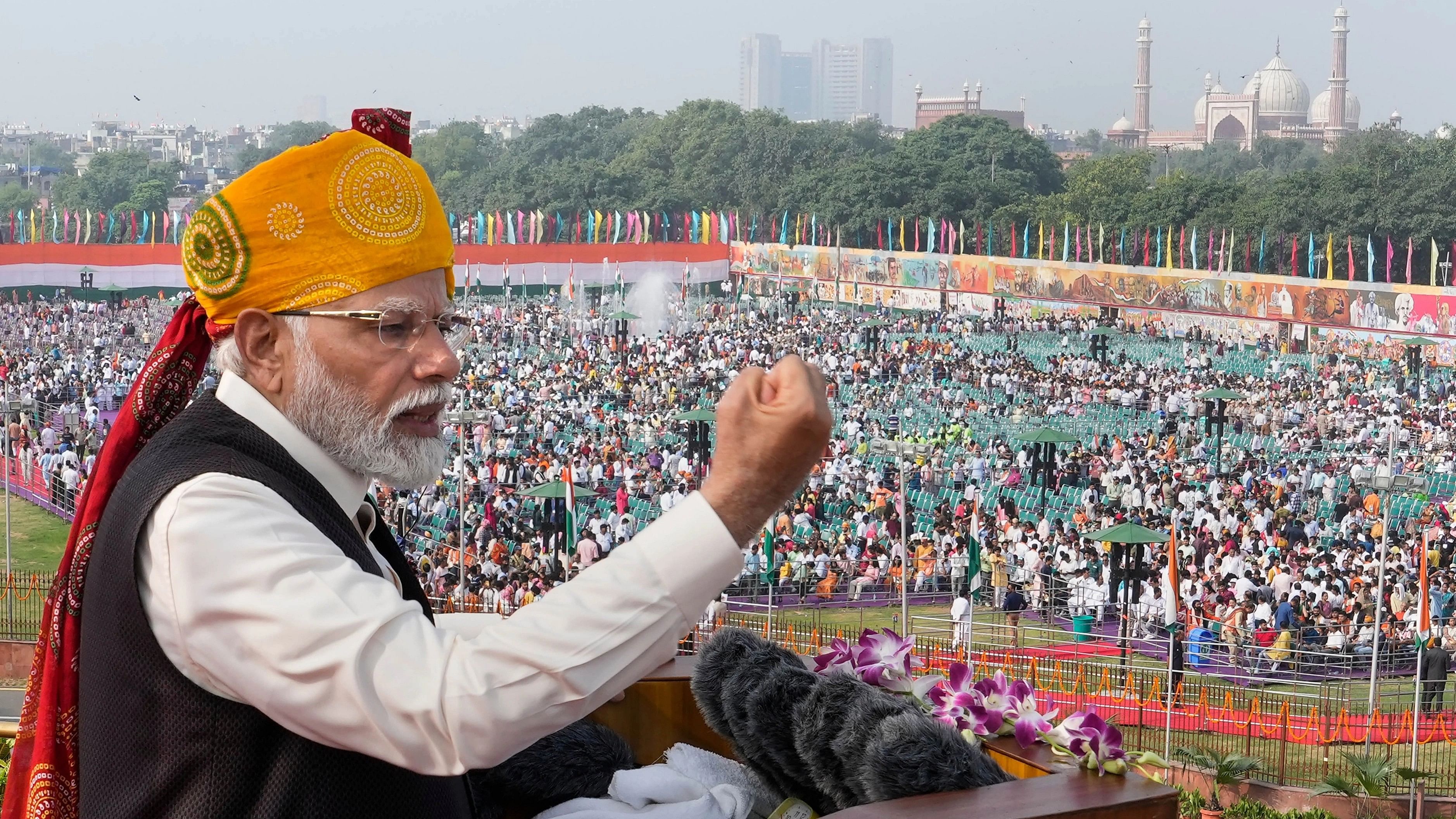 <div class="paragraphs"><p>Prime Minister Narendra Modi addressing the nation from the Red Fort on the occasion of the 77th Independence Day.&nbsp;</p></div>