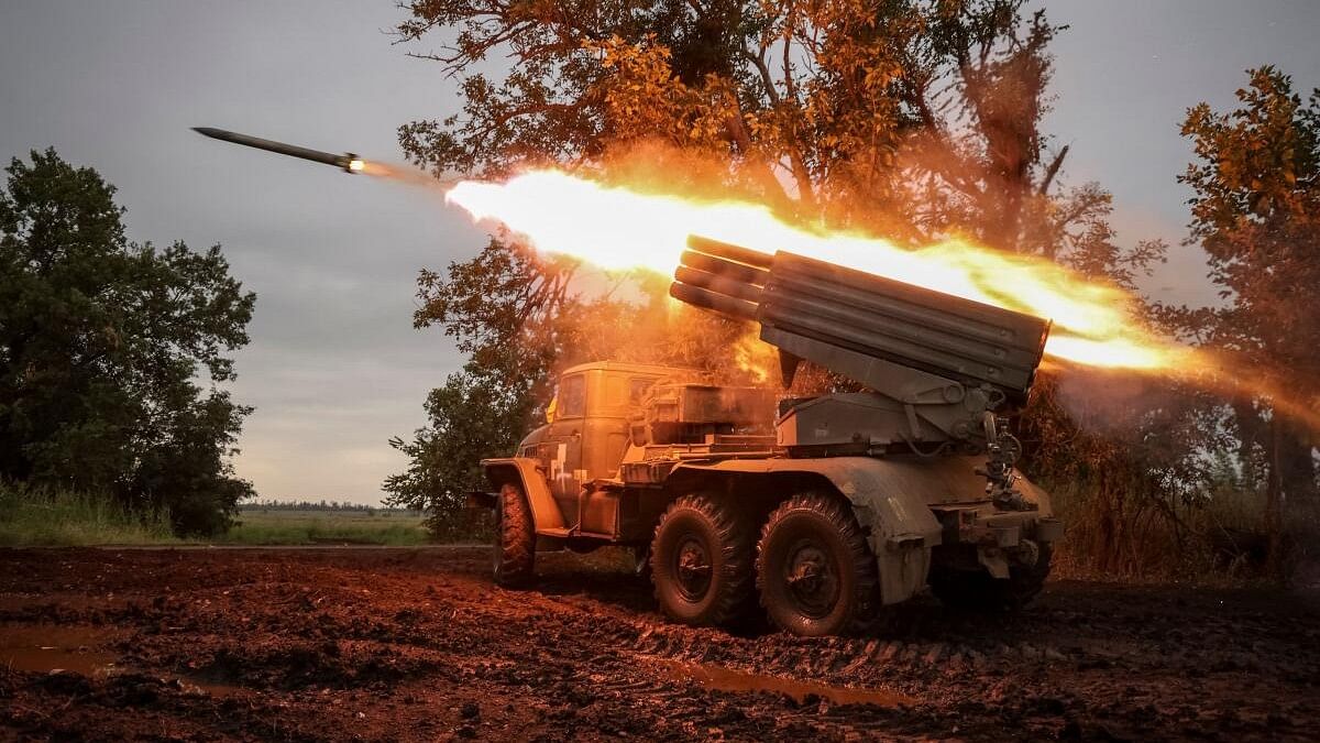 <div class="paragraphs"><p>Ukrainian servicemen fire a BM-21 Grad multiple launch rocket system towards Russian troops near a front line in Donetsk region.</p></div>