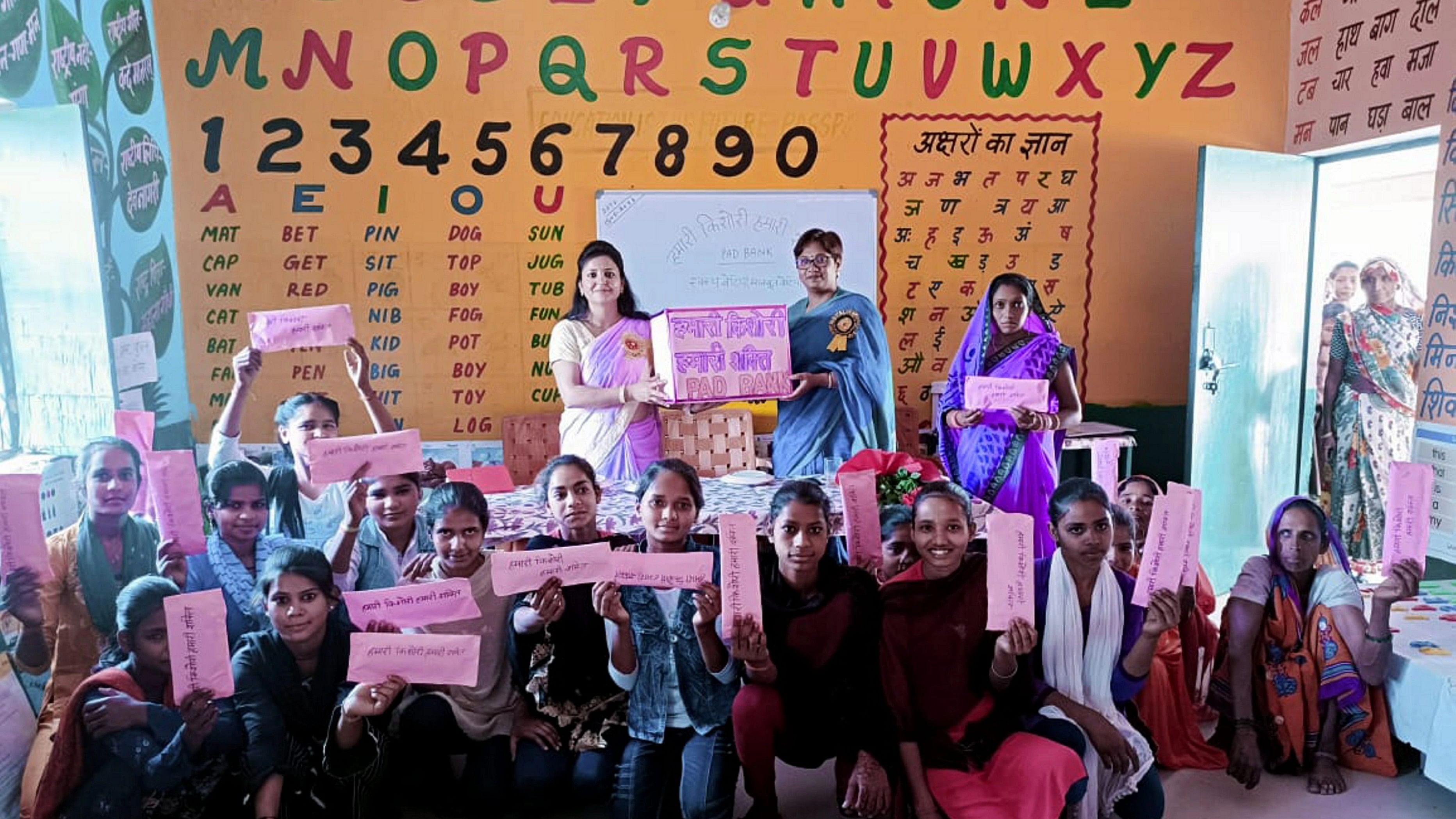 <div class="paragraphs"><p>Gangwar with students during an event to spread awareness on menstrual hygiene in Bareilly.</p></div>