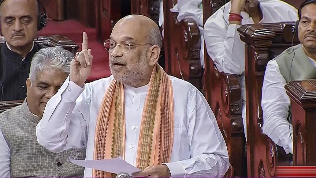 <div class="paragraphs"><p>Union Home Minister Amit Shah speaks in the Rajya Sabha during the Monsoon session of Parliament.&nbsp;</p></div>