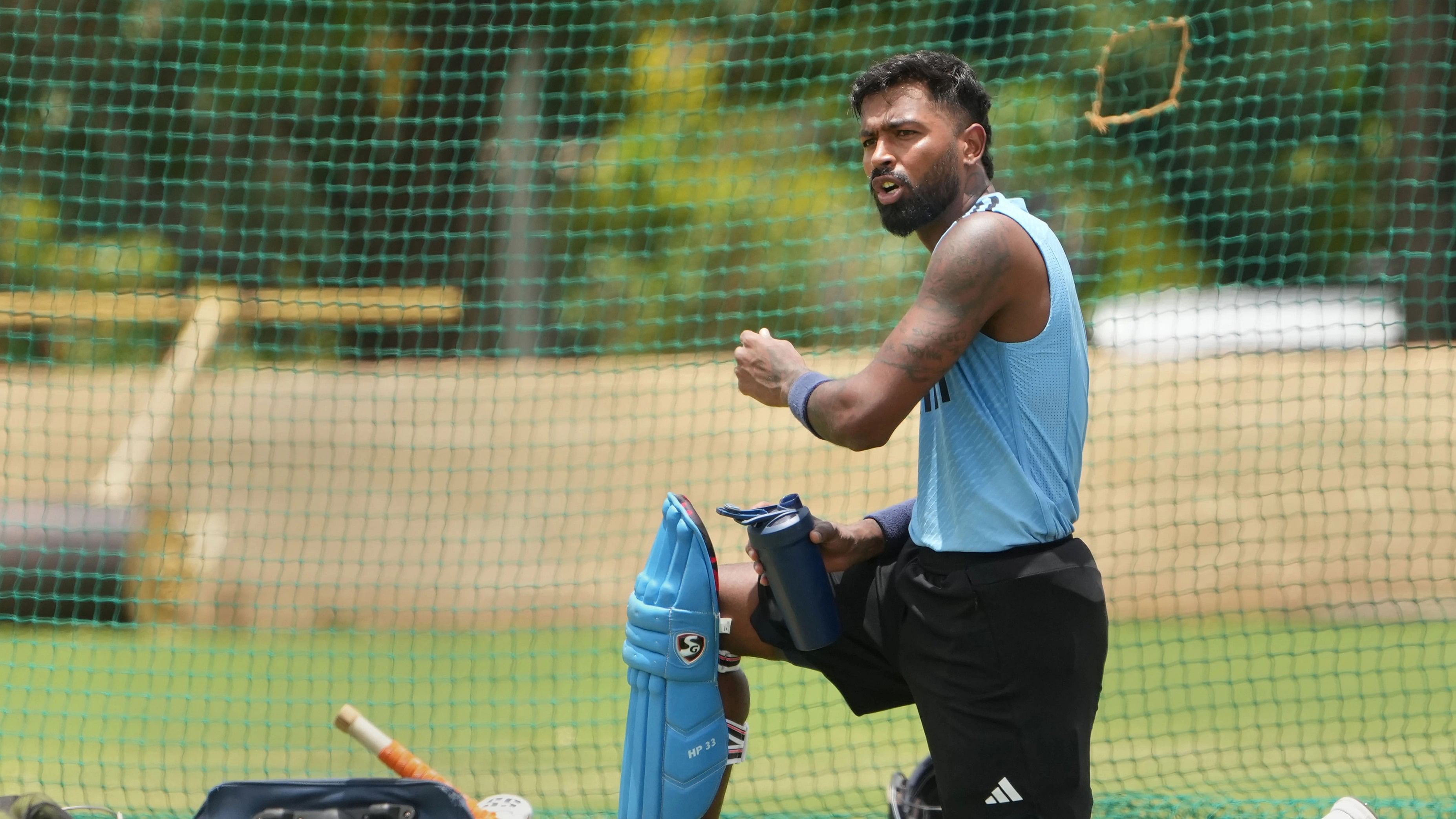 <div class="paragraphs"><p>Hardik Pandya during a training session ahead of the Asia Cup 2023, in Bengaluru.</p></div>