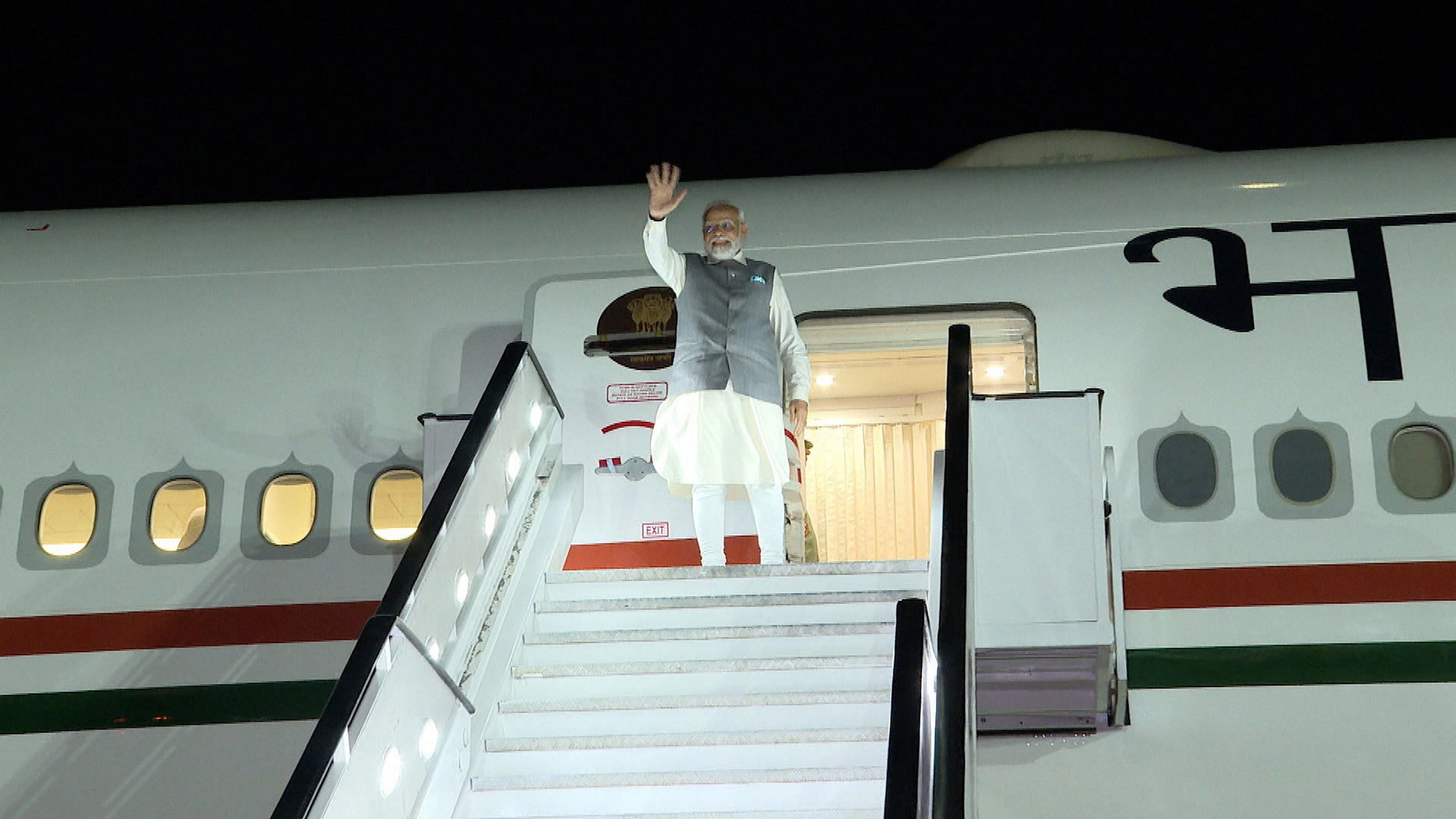 <div class="paragraphs"><p>Prime Minister Narendra Modi emplanes for Greece after the conclusion of the 15th BRICS Summit, in Johannesburg, South Africa. </p></div>