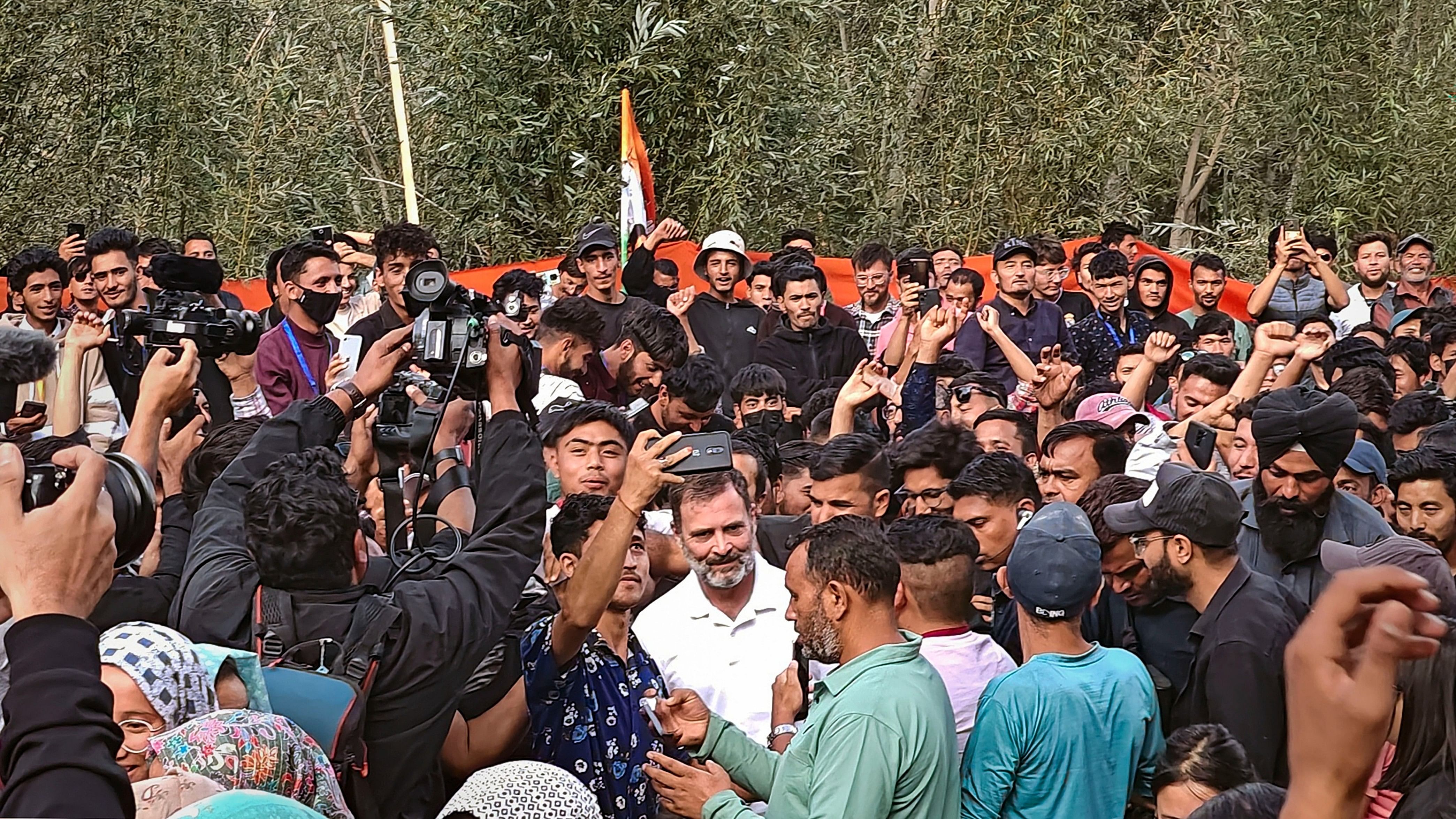 <div class="paragraphs"><p>Congress leader Rahul Gandhi during an interaction with local youth in Kargil, Thursday, Aug. 24, 2023.</p></div>