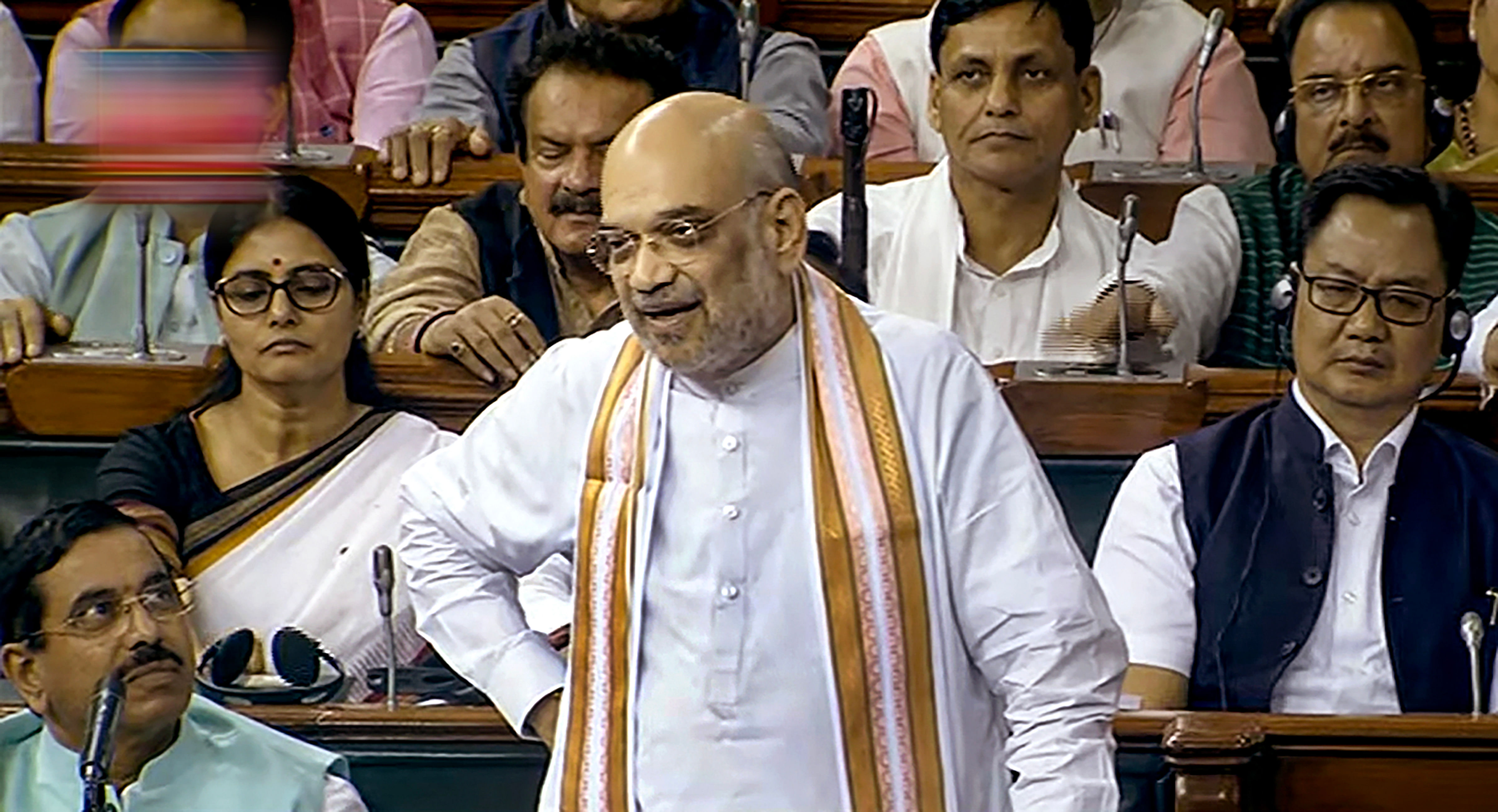 <div class="paragraphs"><p>Union Home Minister Amit Shah participates in the discussion on the Motion of No-Confidence in the Lok Sabha during the Monsoon session of Parliament, in New Delhi, Wednesday, Aug. 9, 2023. </p></div>