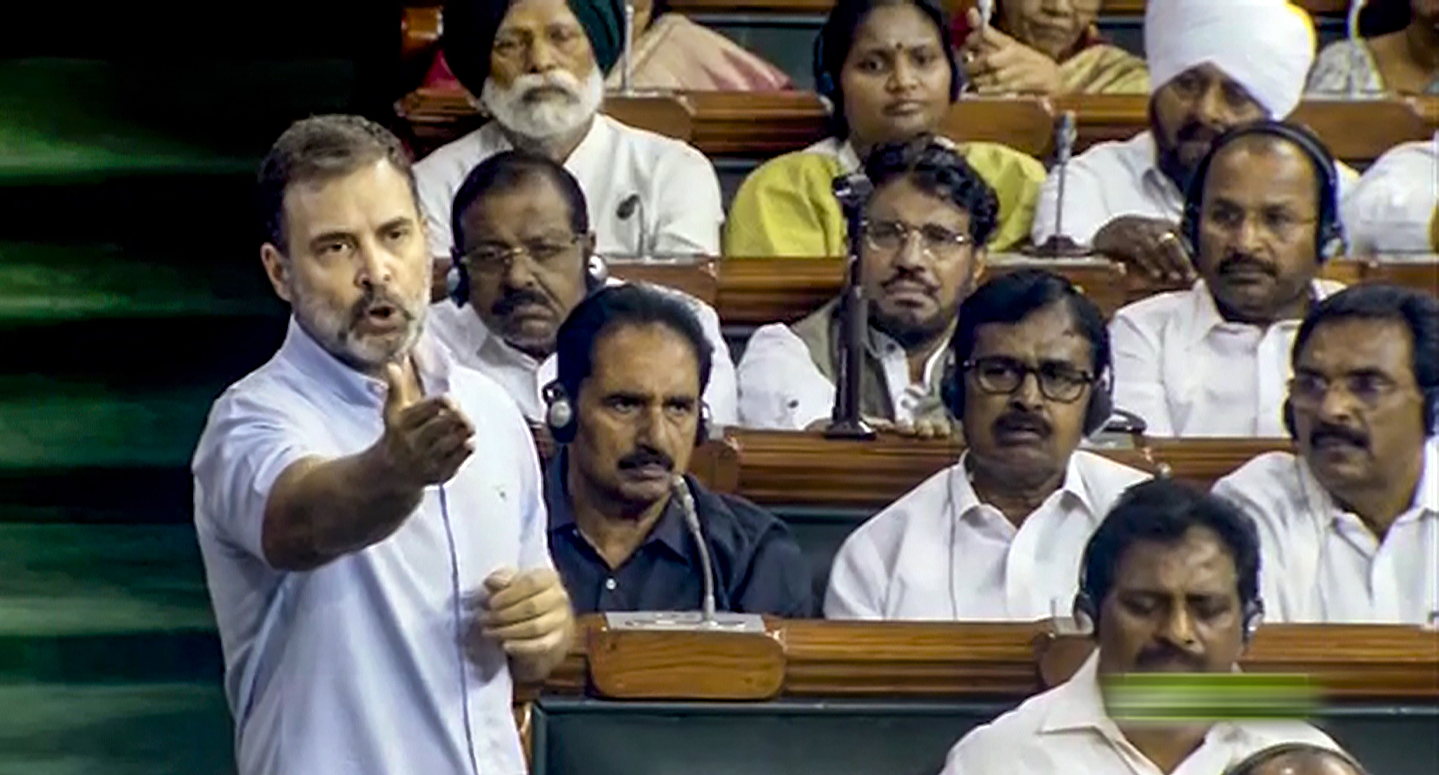 <div class="paragraphs"><p>Congress MP Rahul Gandhi participates in a discussion on Motion of No-Confidence in the Lok Sabha during the Monsoon session of Parliament, in New Delhi, Wednesday, August 9, 2023. </p></div>