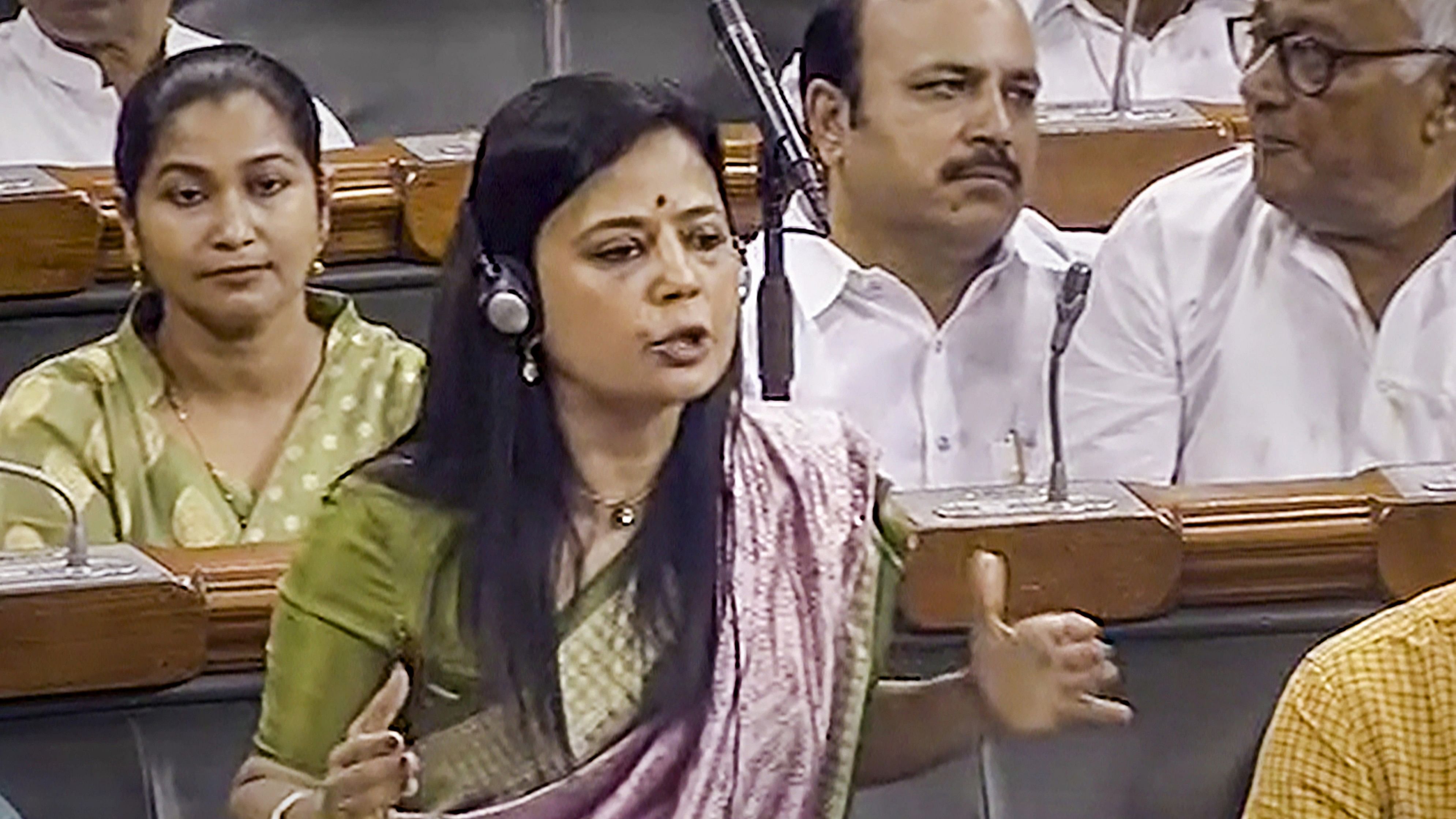 <div class="paragraphs"><p> TMC MP Mahua Moitra speaks during the discussion on the Motion of No-Confidence in the Lok Sabha during the Monsoon session of Parliament, in New Delhi, Thursday, Aug. 10, 2023. </p></div>