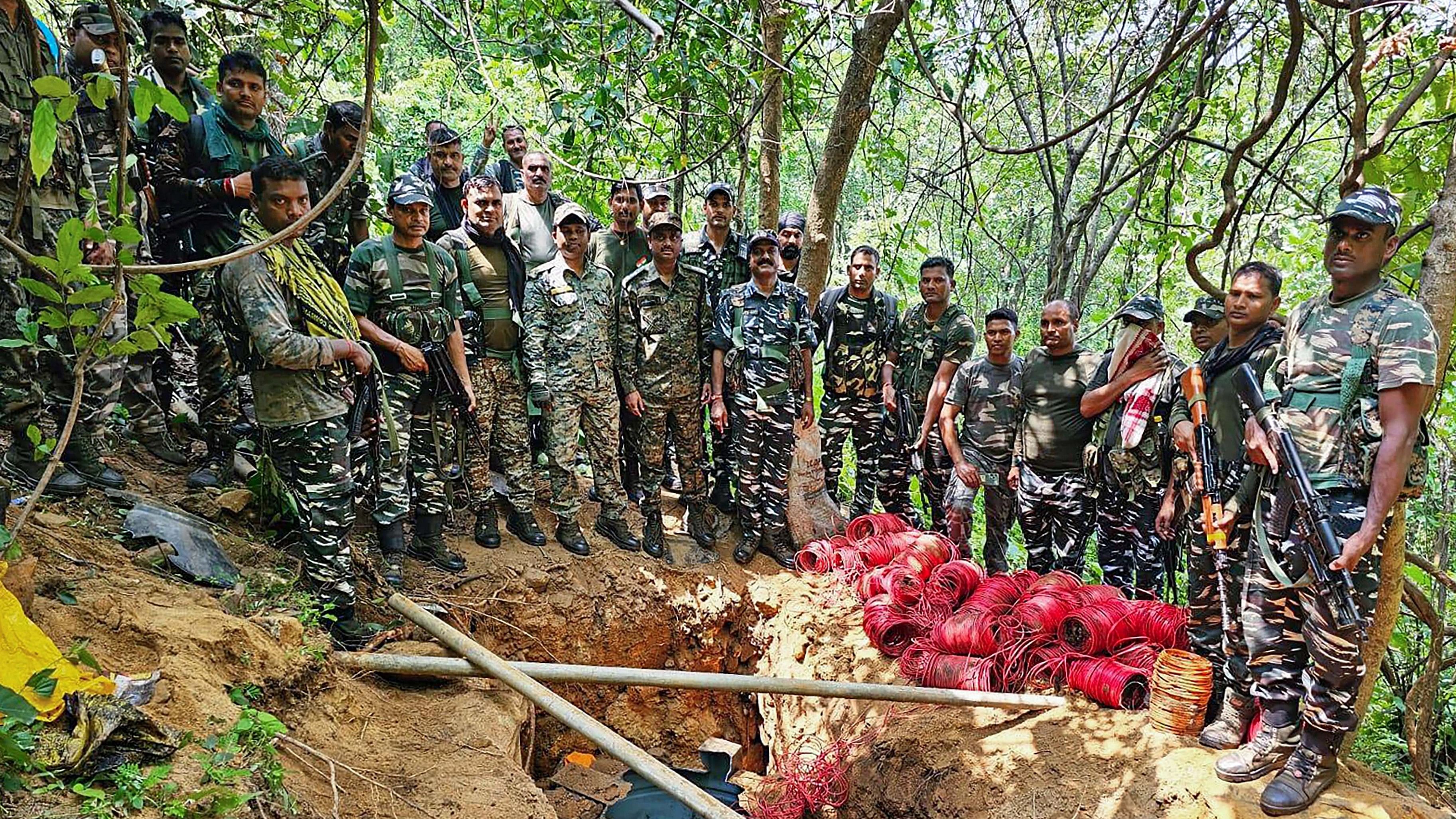 <div class="paragraphs"><p>Security forces personnel burst  bunker of Left Wing extremists at the forest range of Parasnath hills under Giridih district of Jharkhand.</p></div>