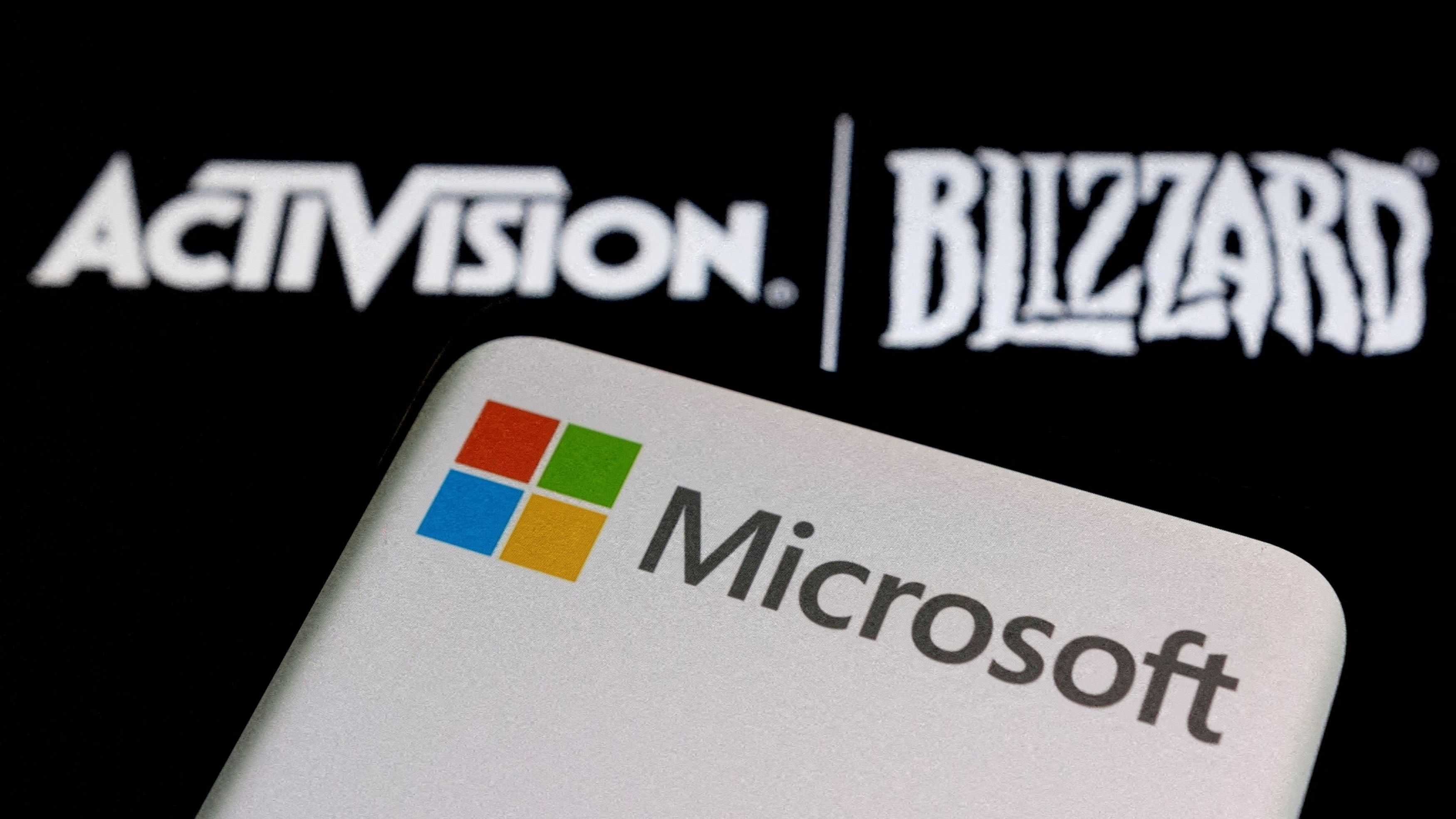 <div class="paragraphs"><p>Representative image of Microsoft logo on a smartphone placed on displayed Activision Blizzard logo.&nbsp;</p></div>