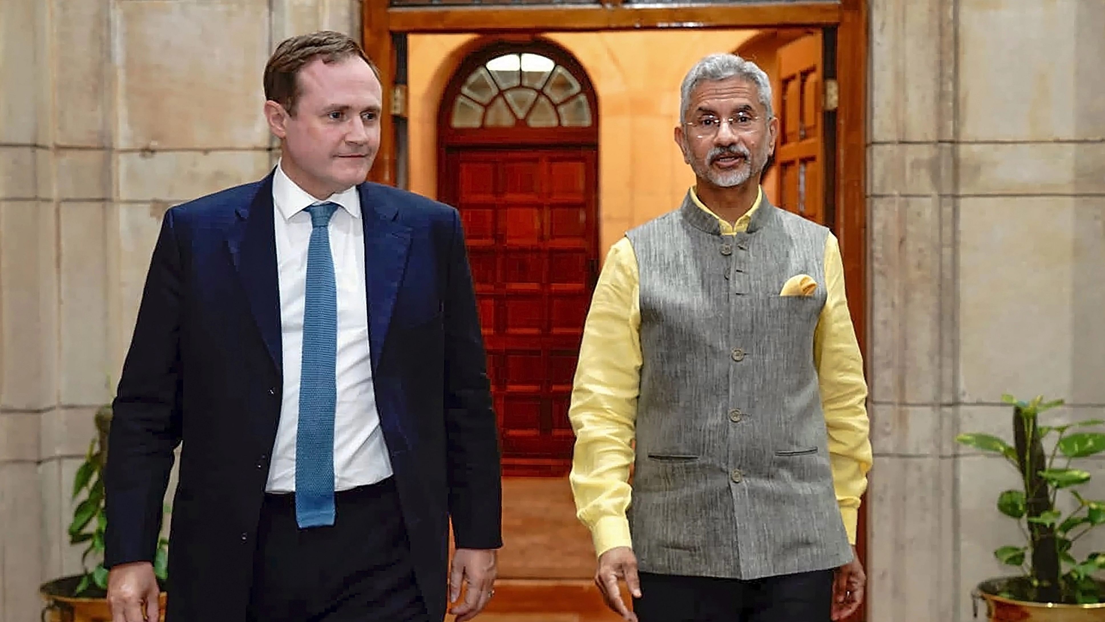 <div class="paragraphs"><p> External Affairs Minister S Jaishankar with UK Minister of State Tom Tugendhat. </p></div>