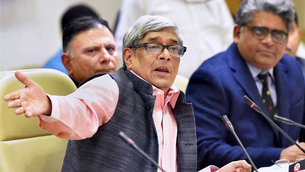 <div class="paragraphs"><p>Bibek Debroy, Chairman, Economic Advisory Council to the Prime Minister (EAC-PM) with members Ratan P Watal and Rathin Roy during a press conference in New Delhi on Wednesday. </p></div>