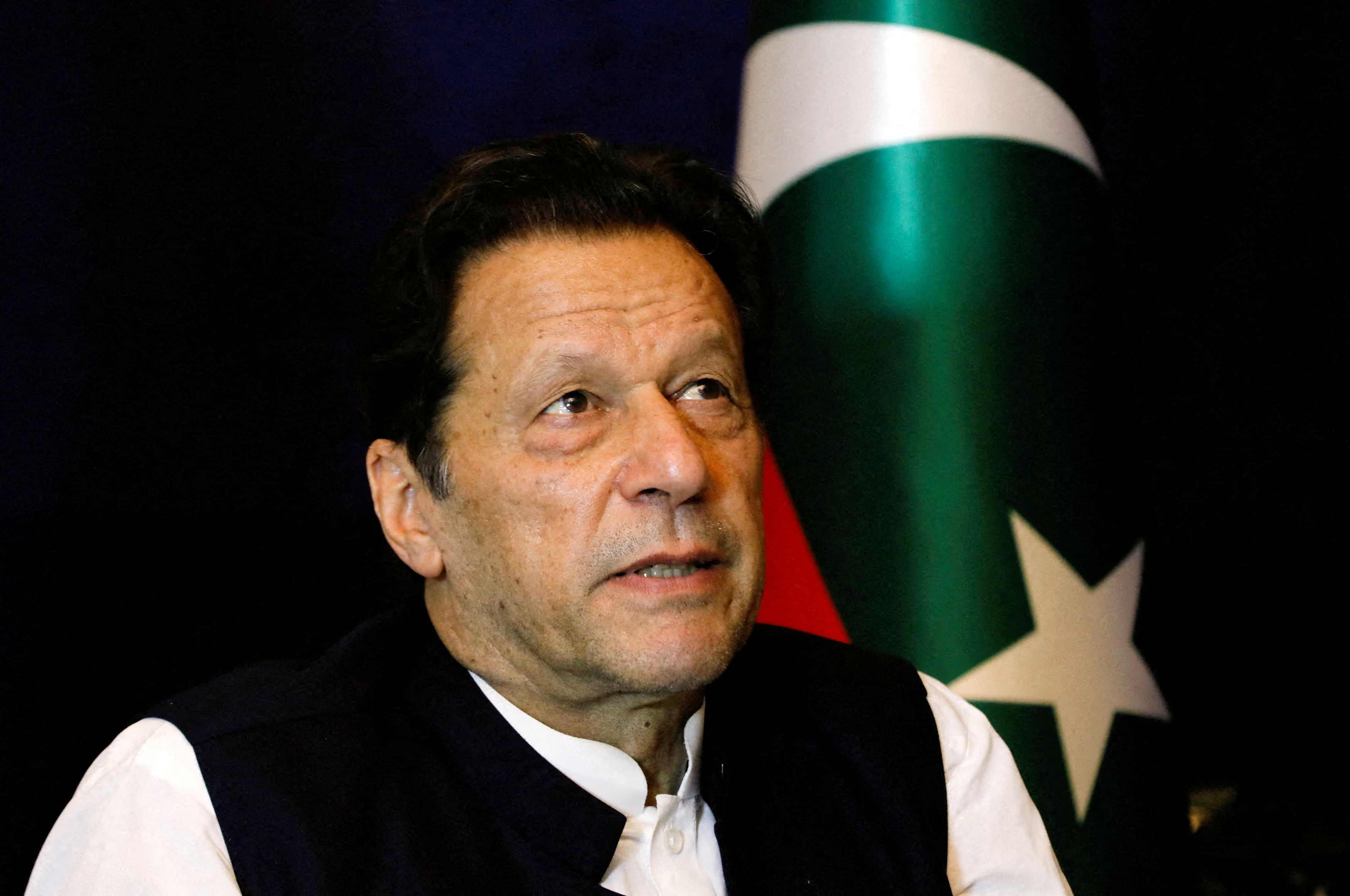 <div class="paragraphs"><p>Former Pakistani Prime Minister Imran Khan pauses as he speaks with Reuters during an interview, in Lahore, Pakistan March 17, 2023. </p></div>